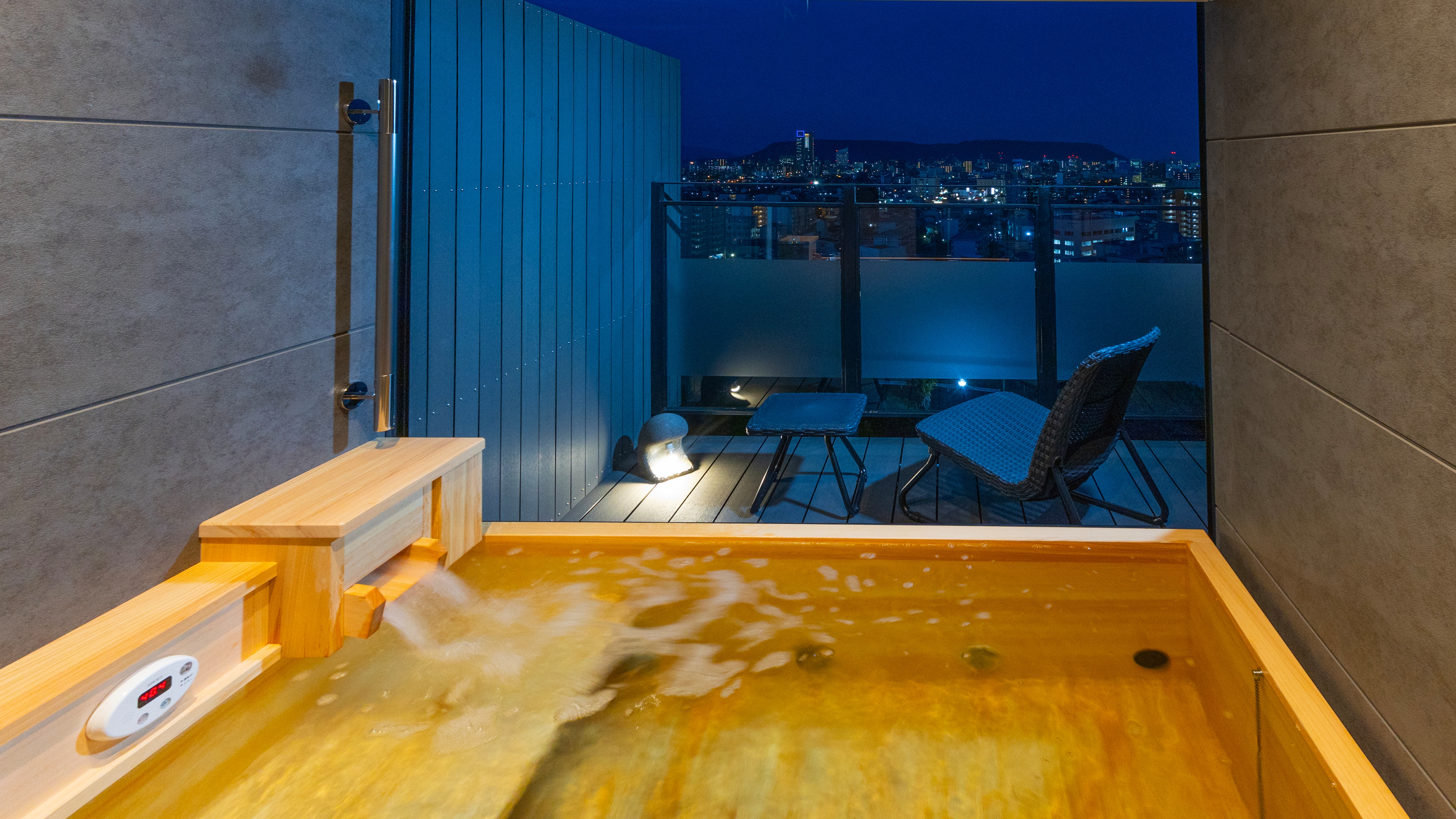 Japanese-Western style room with natural hot spring open-air bath Premium semi-suite