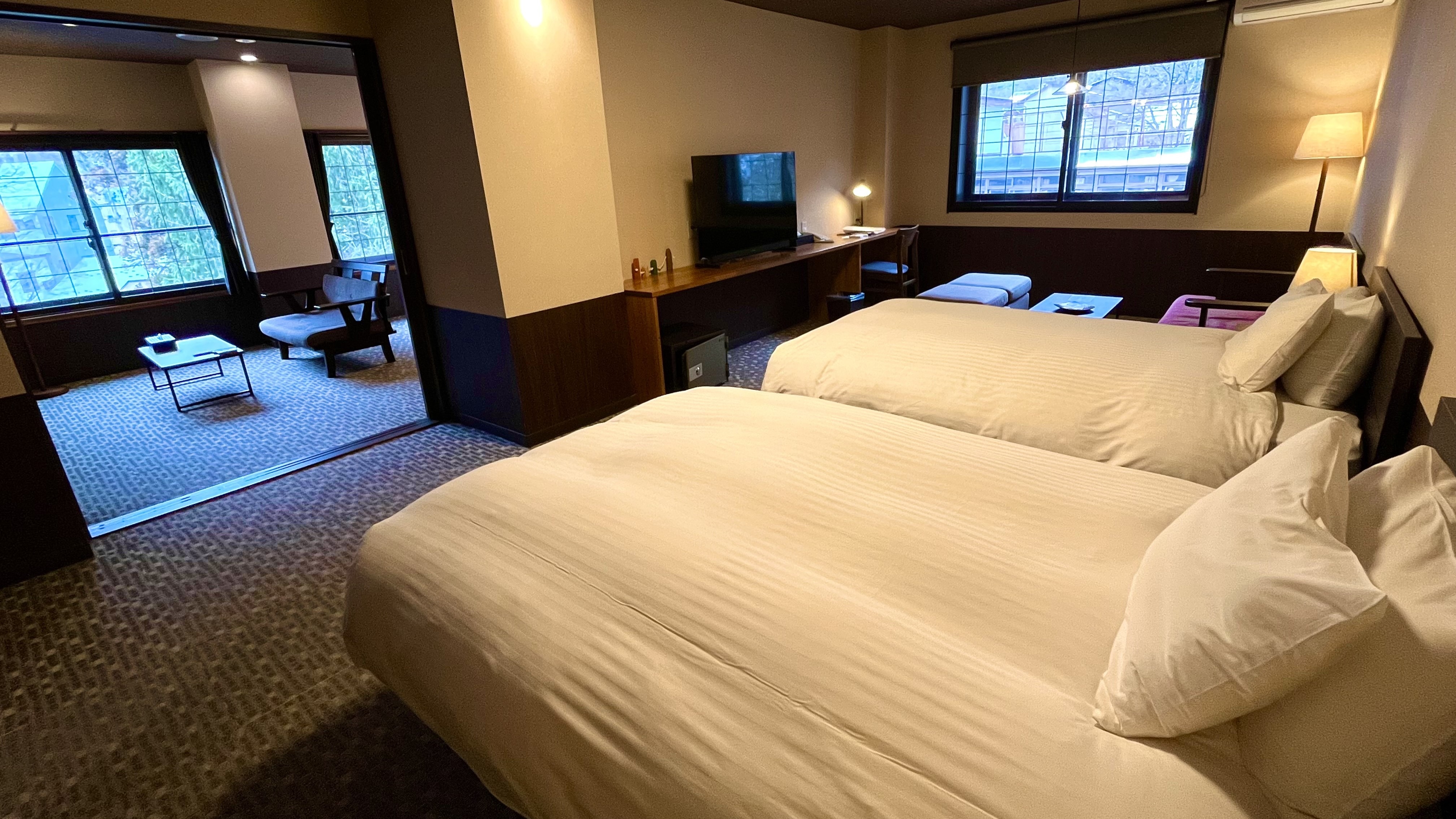 [本館/兩房西式房間] 4張床角房（西式房間+西式房間）55平方公尺範例