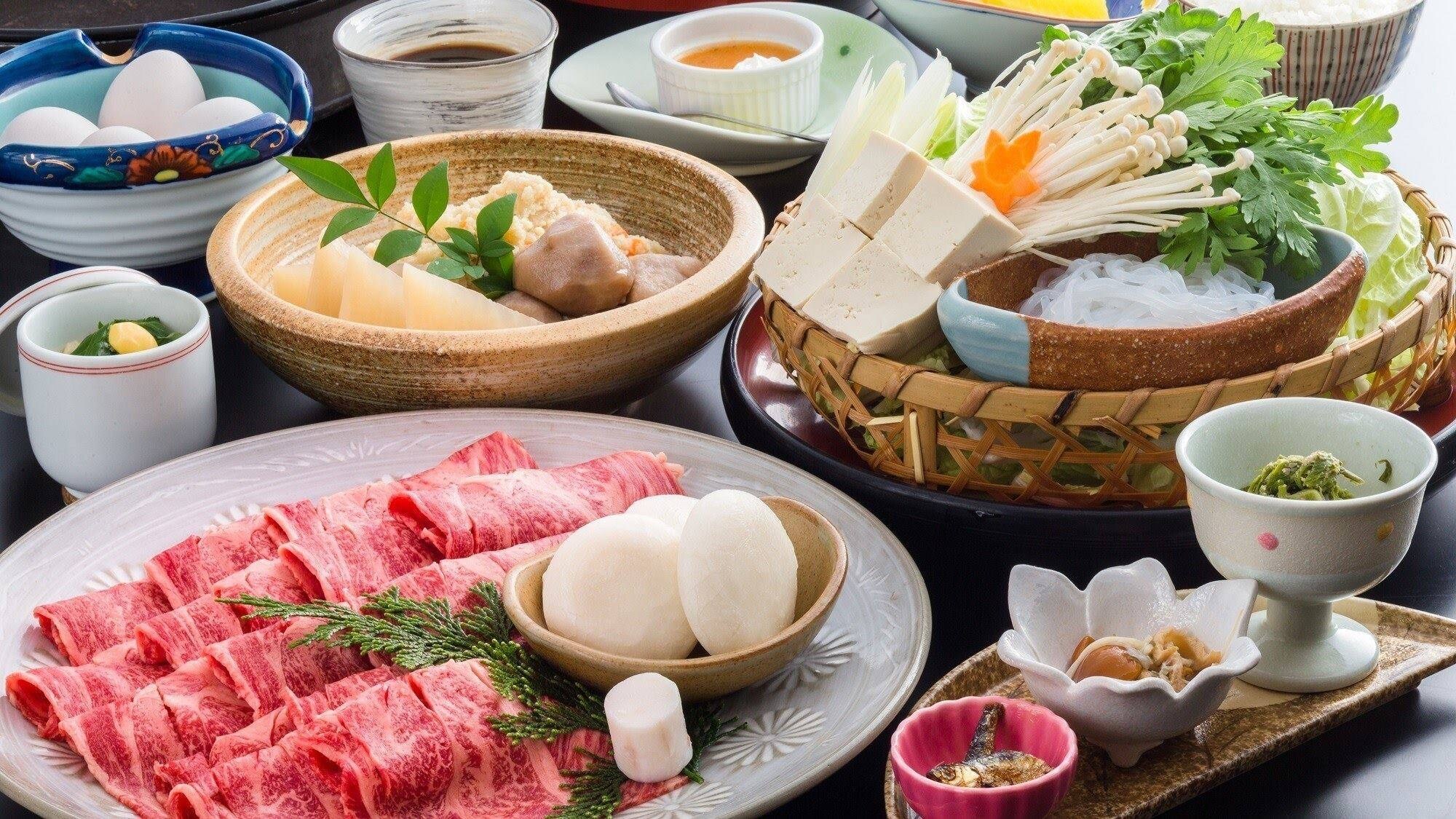 A popular staple at Hisaya: Tajima beef sukiyaki course.