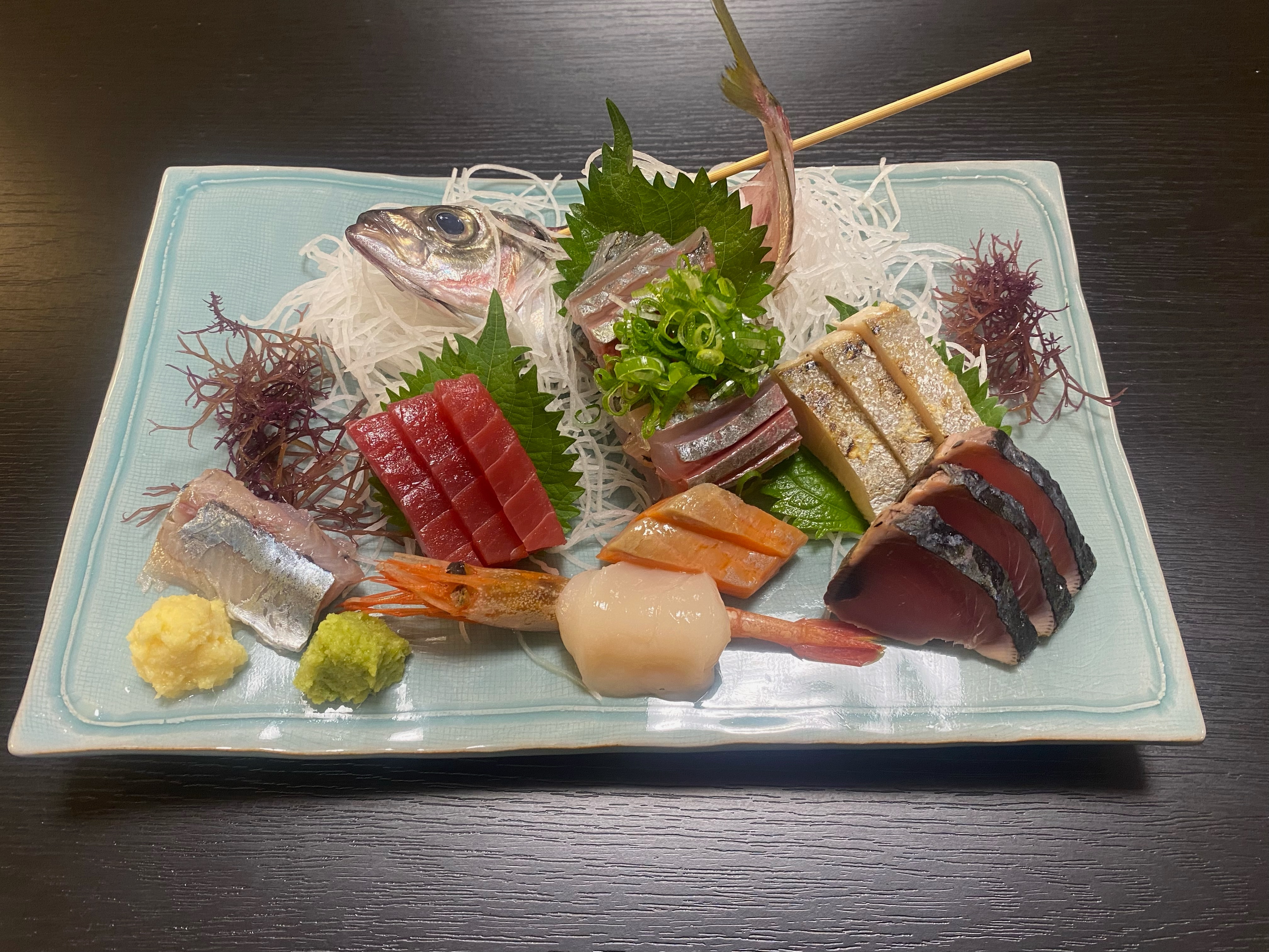 An example of a meal upgrade (one portion of sashimi)