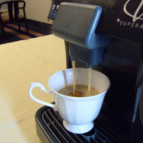 Morning coffee is served in the lobby.