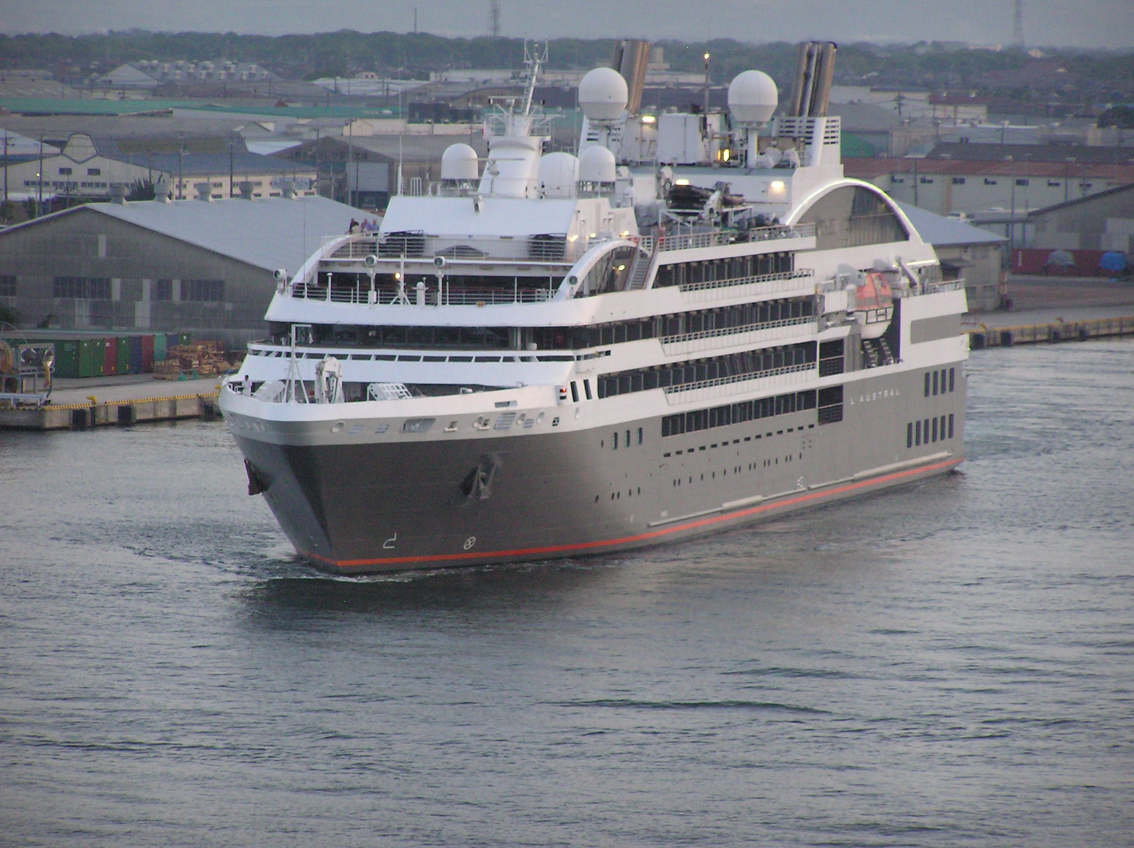 View of the luxury cruise ship departing from the room