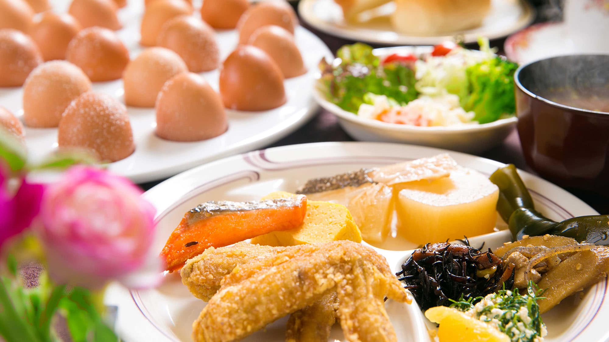 현지 나고야의 맛있는 아침 식사로 ♪ "일본식, 서양식, 중식"약 40 종류! 버라이어티 풍부한 볼륨 만점의 내용입니다.
