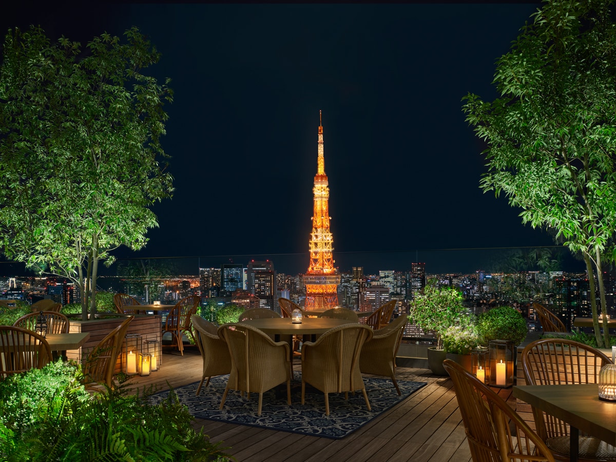Garden terrace overlooking Tokyo Tower