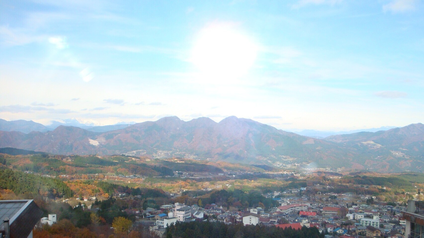 高层客房的景色。