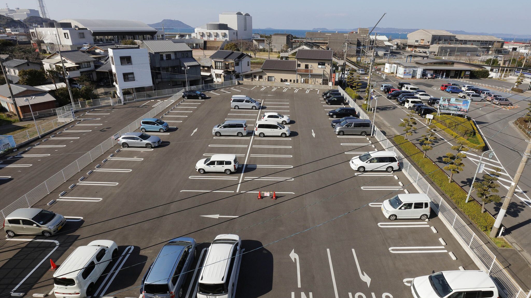Large flat land parking lot