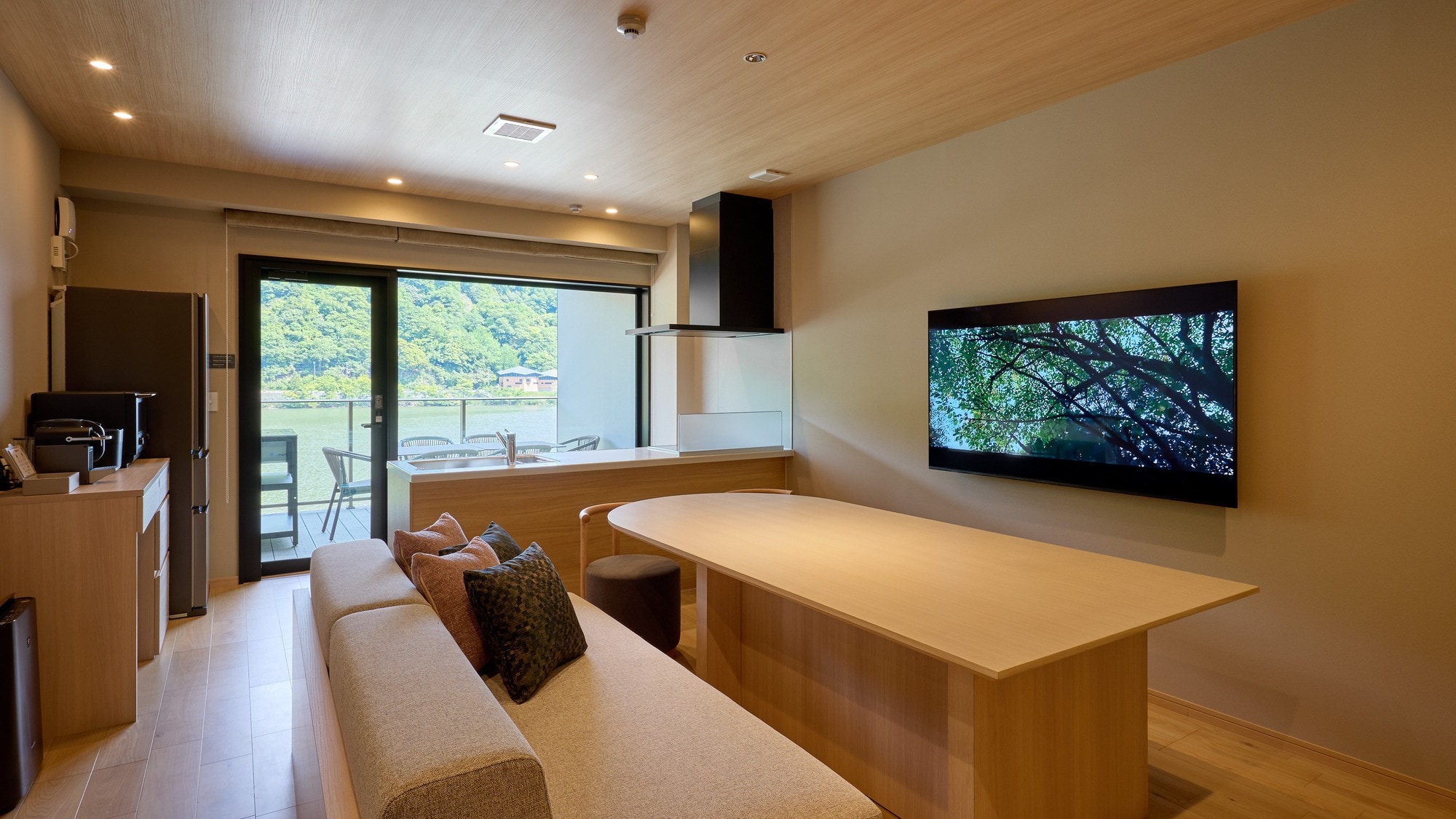F: Living room and dining room