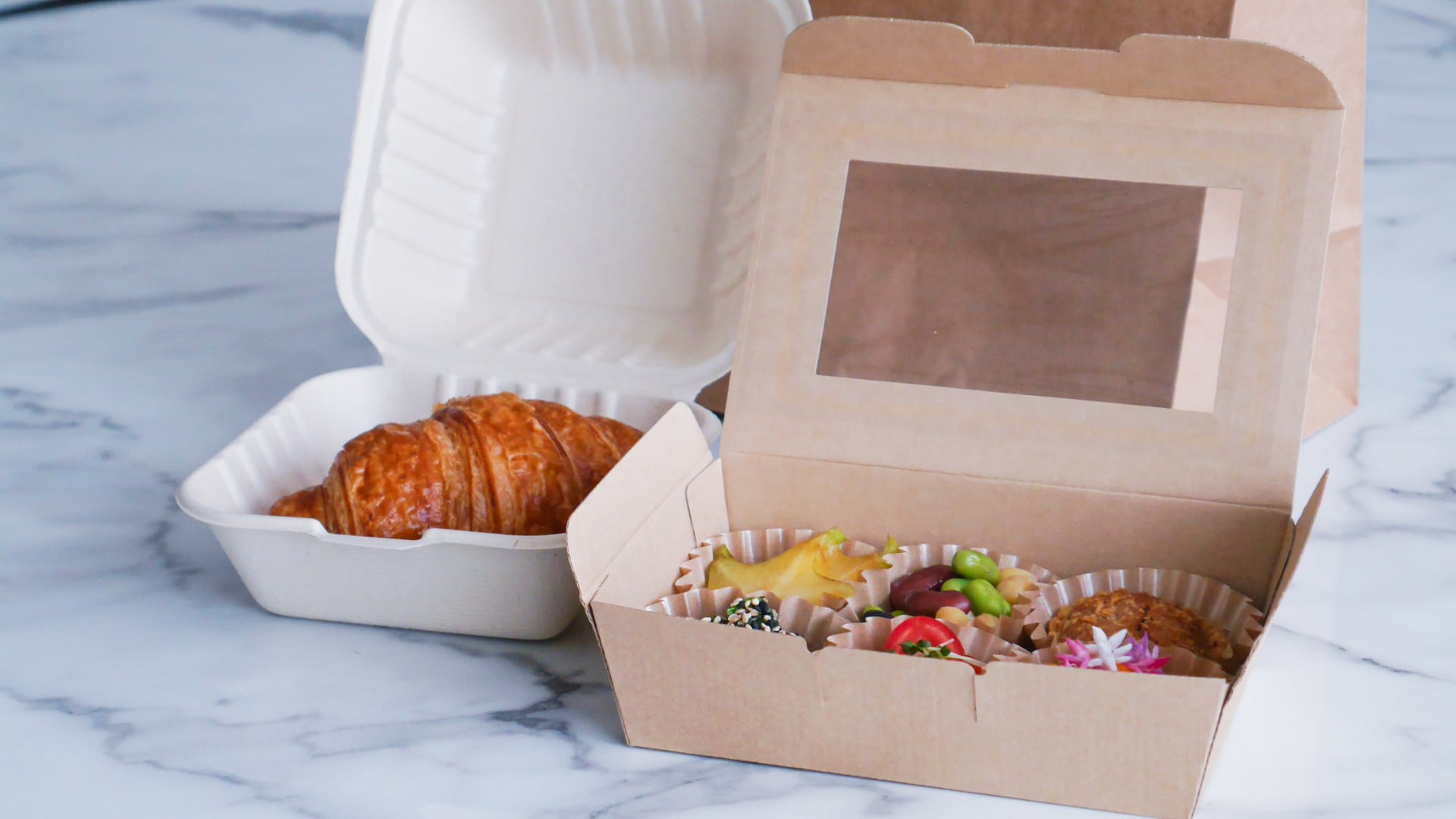 Breakfast is served in a box so you can enjoy it wherever you are