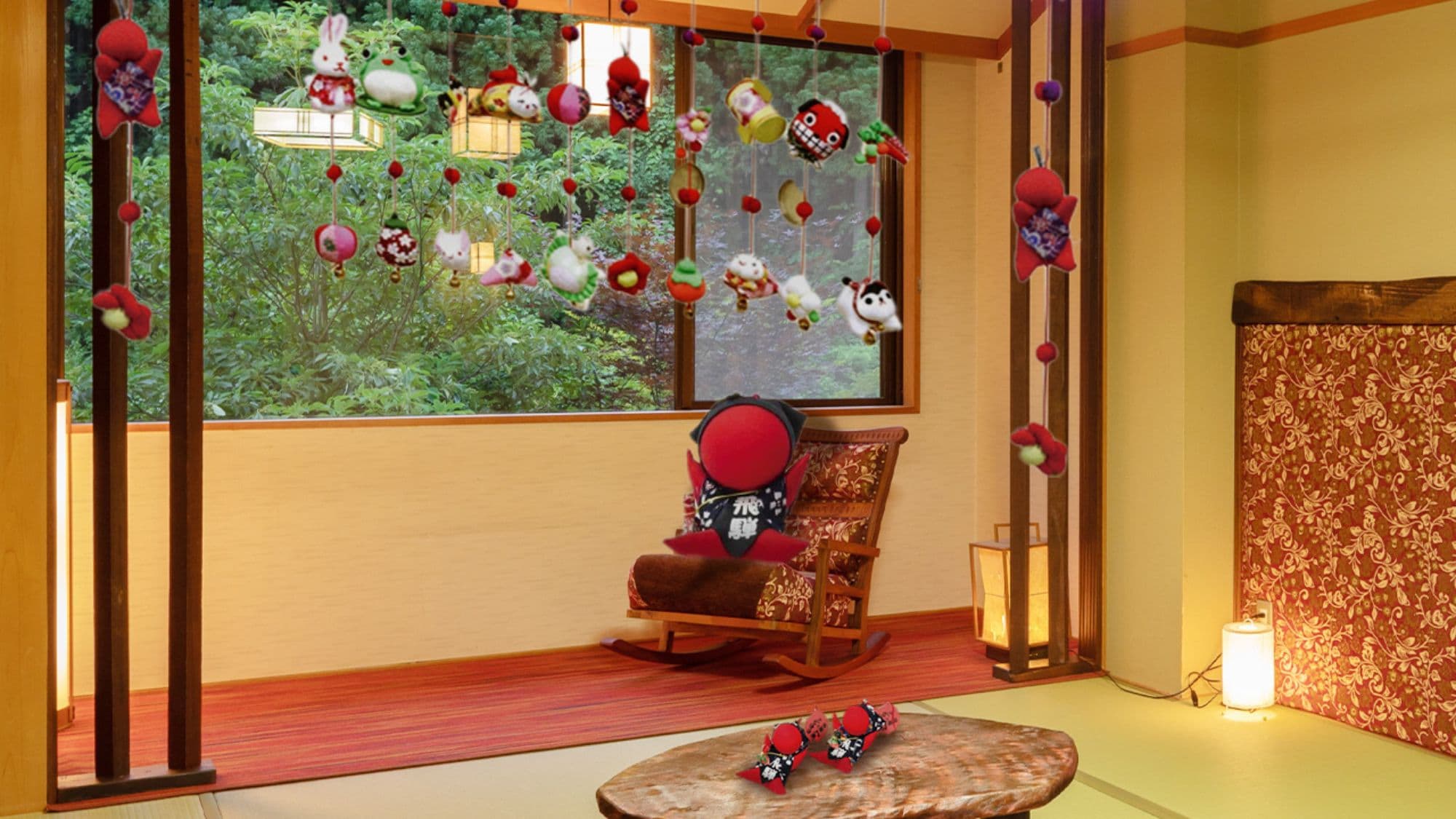 Sarubobo Room! We recommend this room to create memories with your loved ones, complete with a Sarubobo filled with your feelings.
