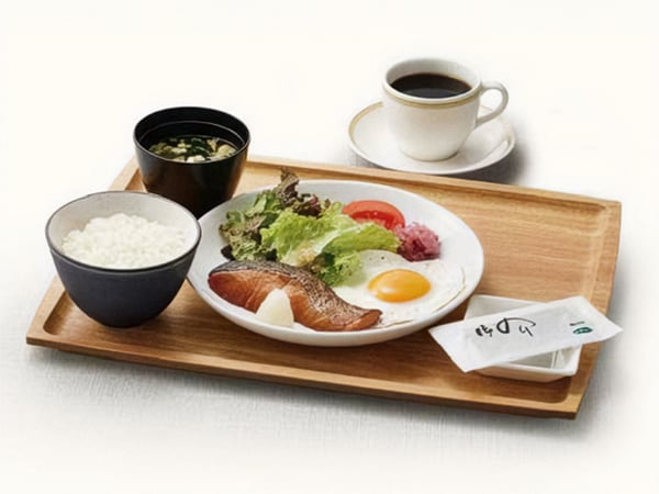 Breakfast (Royal Host) Japanese set meal + drink bar