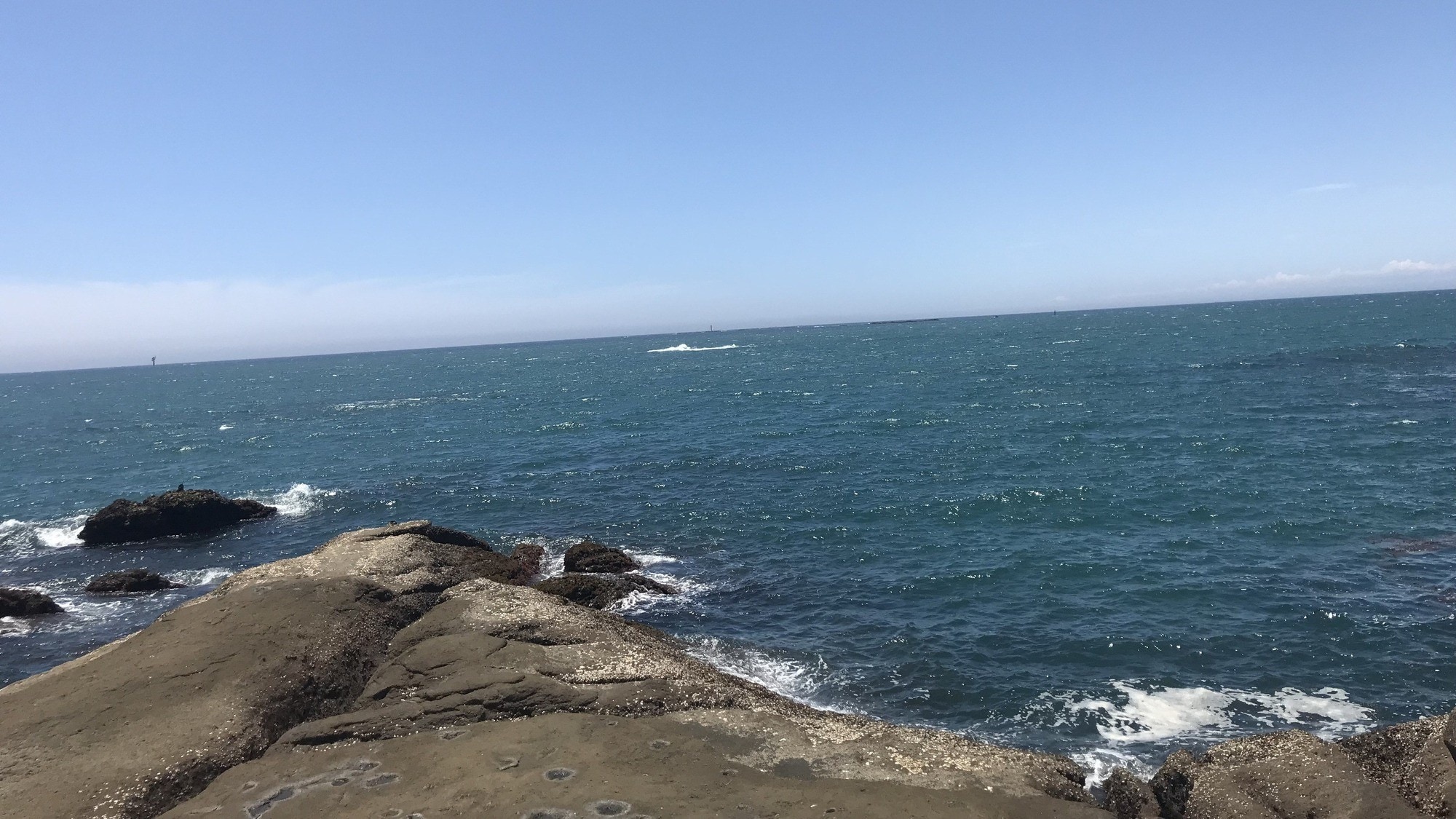 从本岛防波堤看到的大海