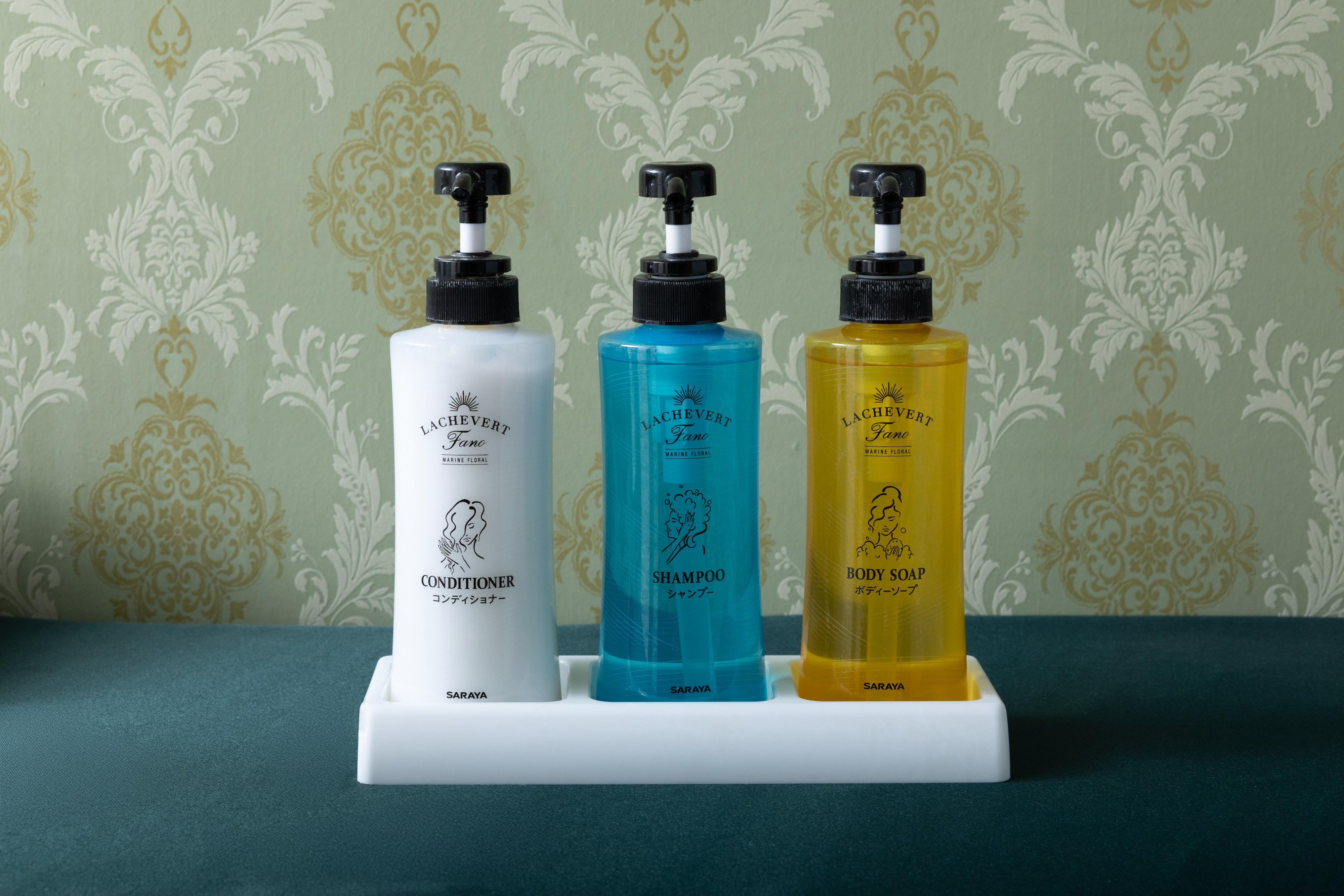 Shampoo, conditioner, body soap