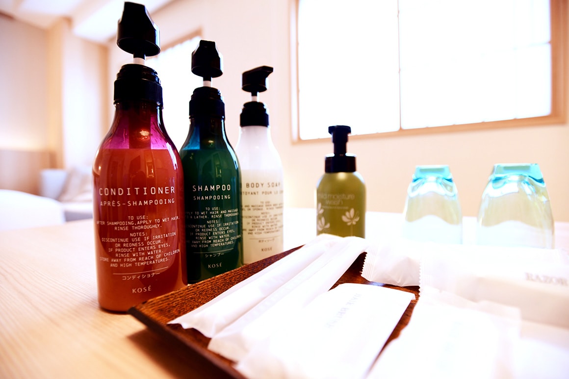 Shampoo, conditioner, body soap