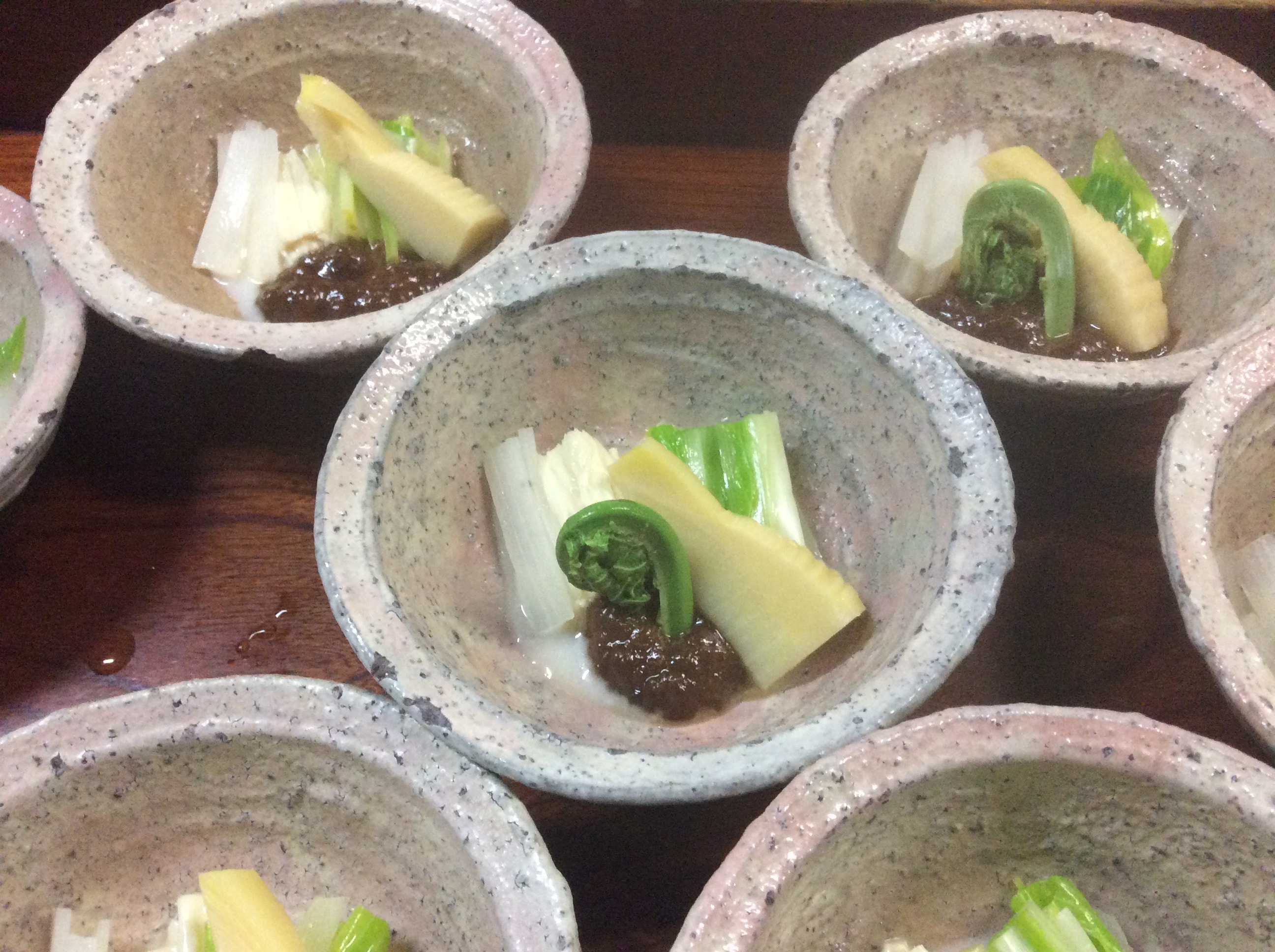 An example of a dish (mountain vegetables dressed with miso)