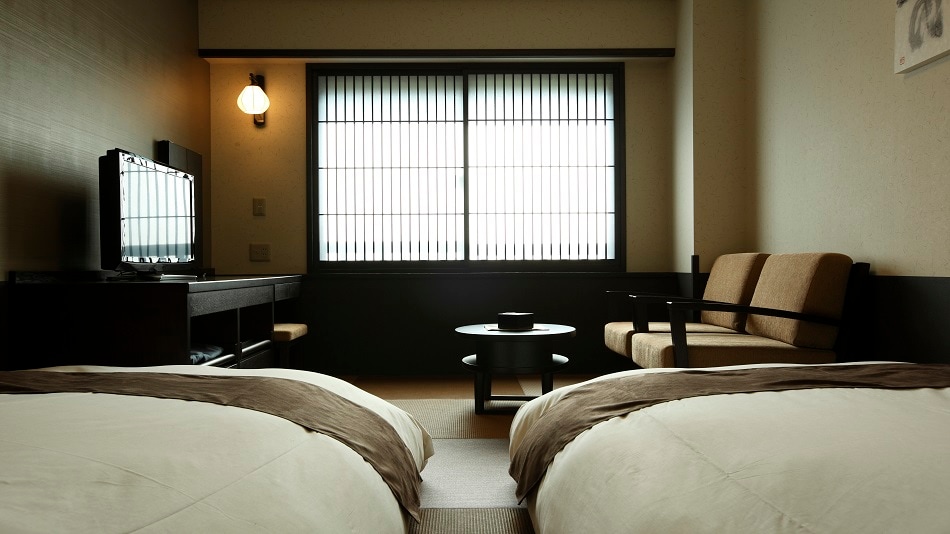 [เวอร์ชั่นสมาร์ทโฟน] ตัวอย่างห้องพักแขก สไตล์ญี่ปุ่น เตียงคู่ (21 ตร.ม. / 2 ที่นอน) ประเภทห้องเตียงแฝด
