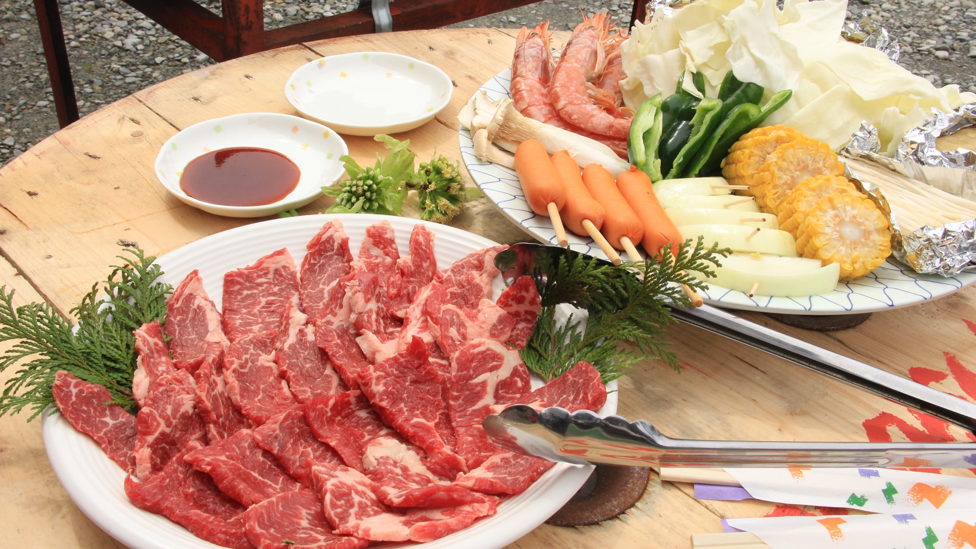 Summer BBQ surrounded by greenery