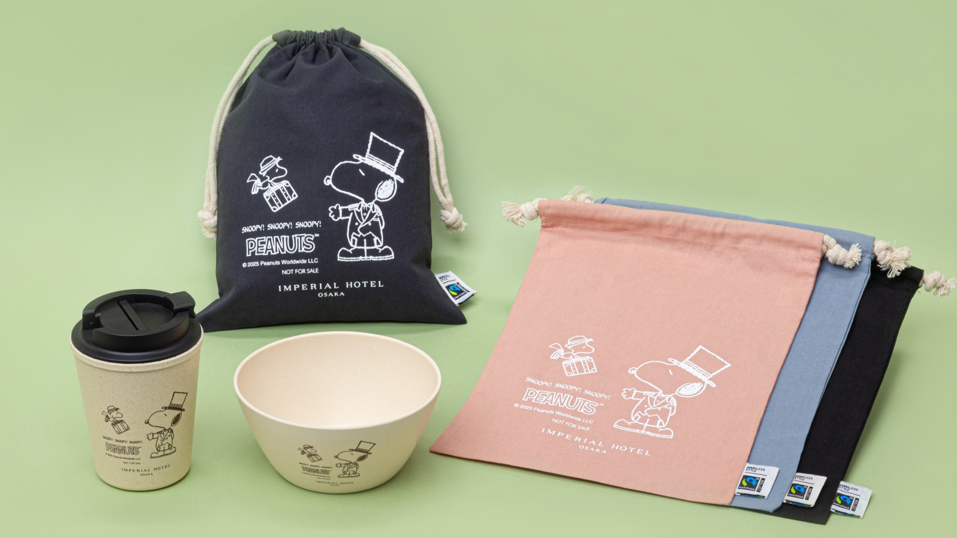 Exclusive to the Snoopy plan! Get original "Doorman Snoopy merchandise" made with environmentally friendly materials as a gift.