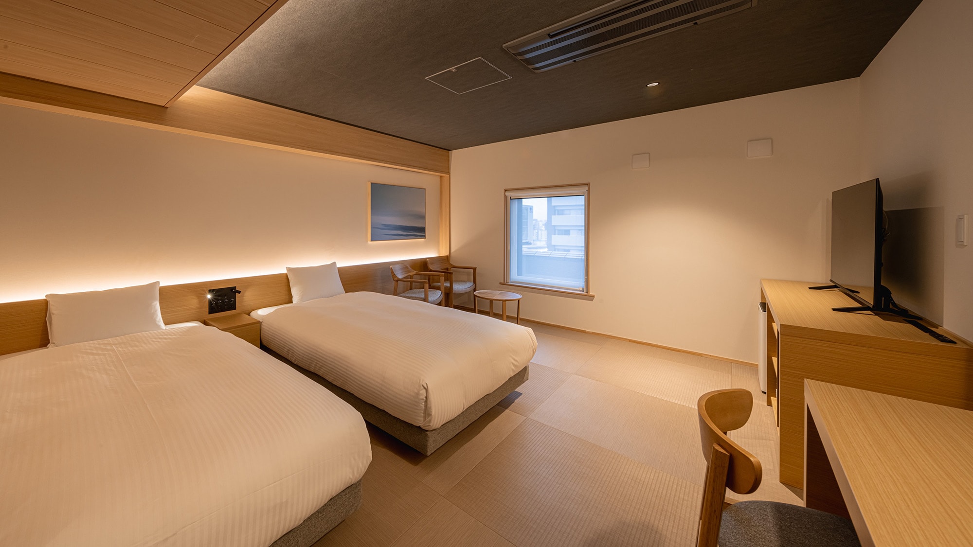 A spacious twin room with a private sauna | Premier twin room with sauna
