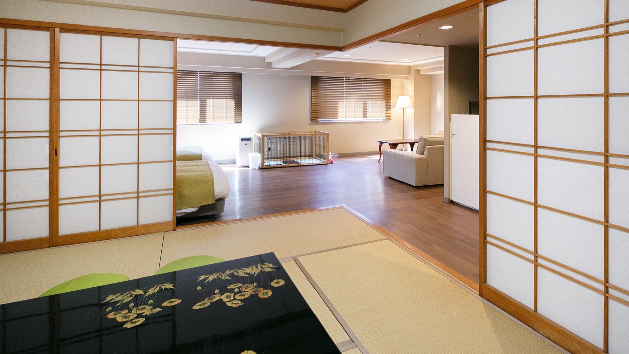 A suite room where you can stay with your dog