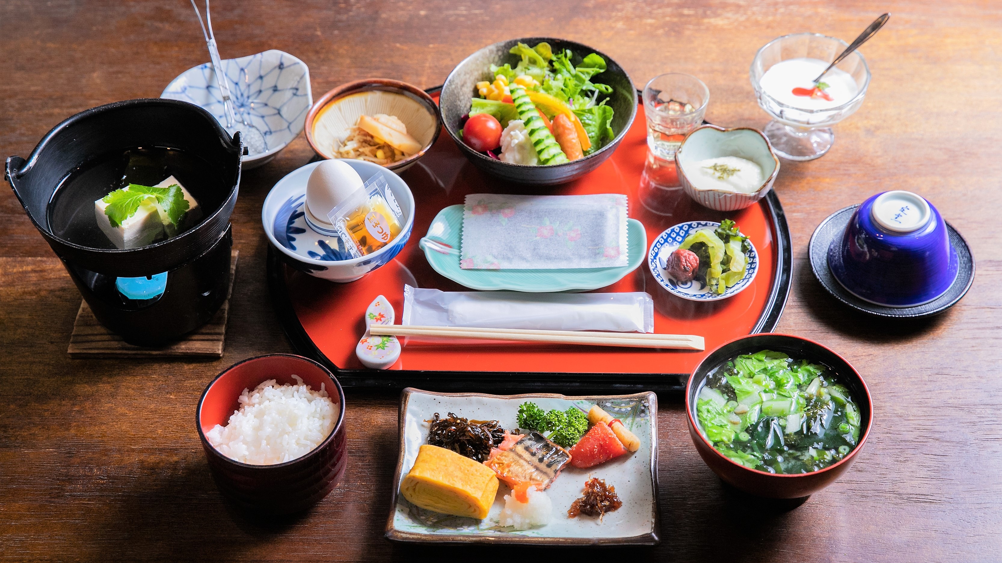 Breakfast: A healthy Japanese breakfast (example)