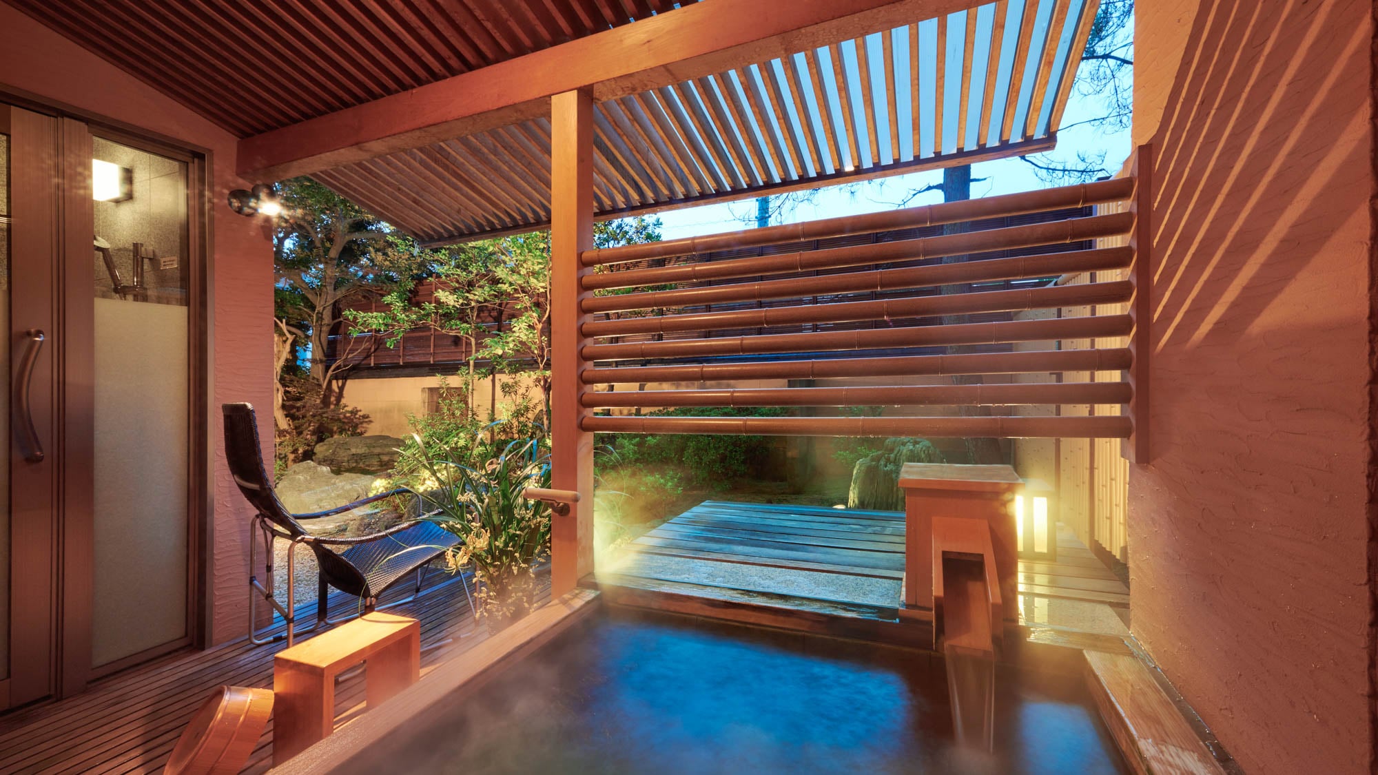 Villa Miyu Suite Japanese-Western style room with open-air hot spring bath, courtyard side (65 square meters)