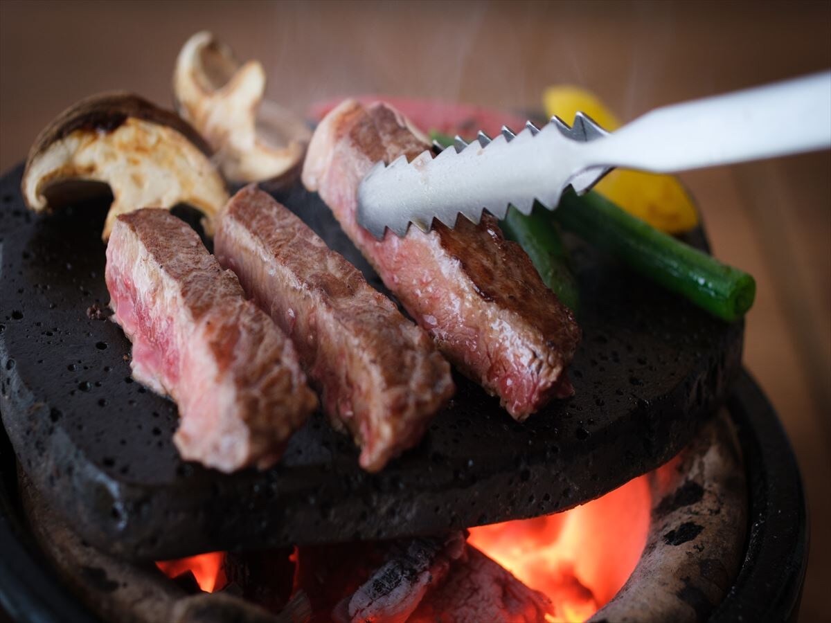 Shorthorn beef stone-grilled