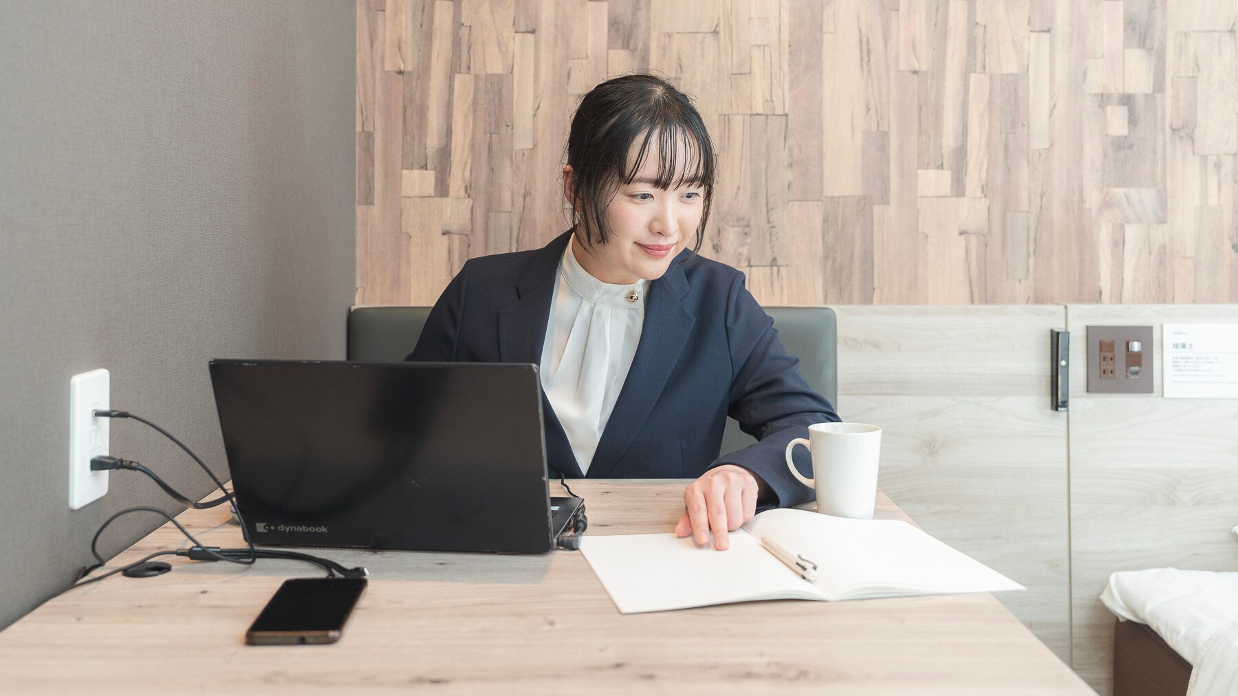 The spacious desk makes it easy to work