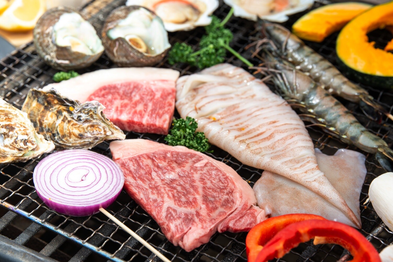 Wagyu beef and seafood BBQ