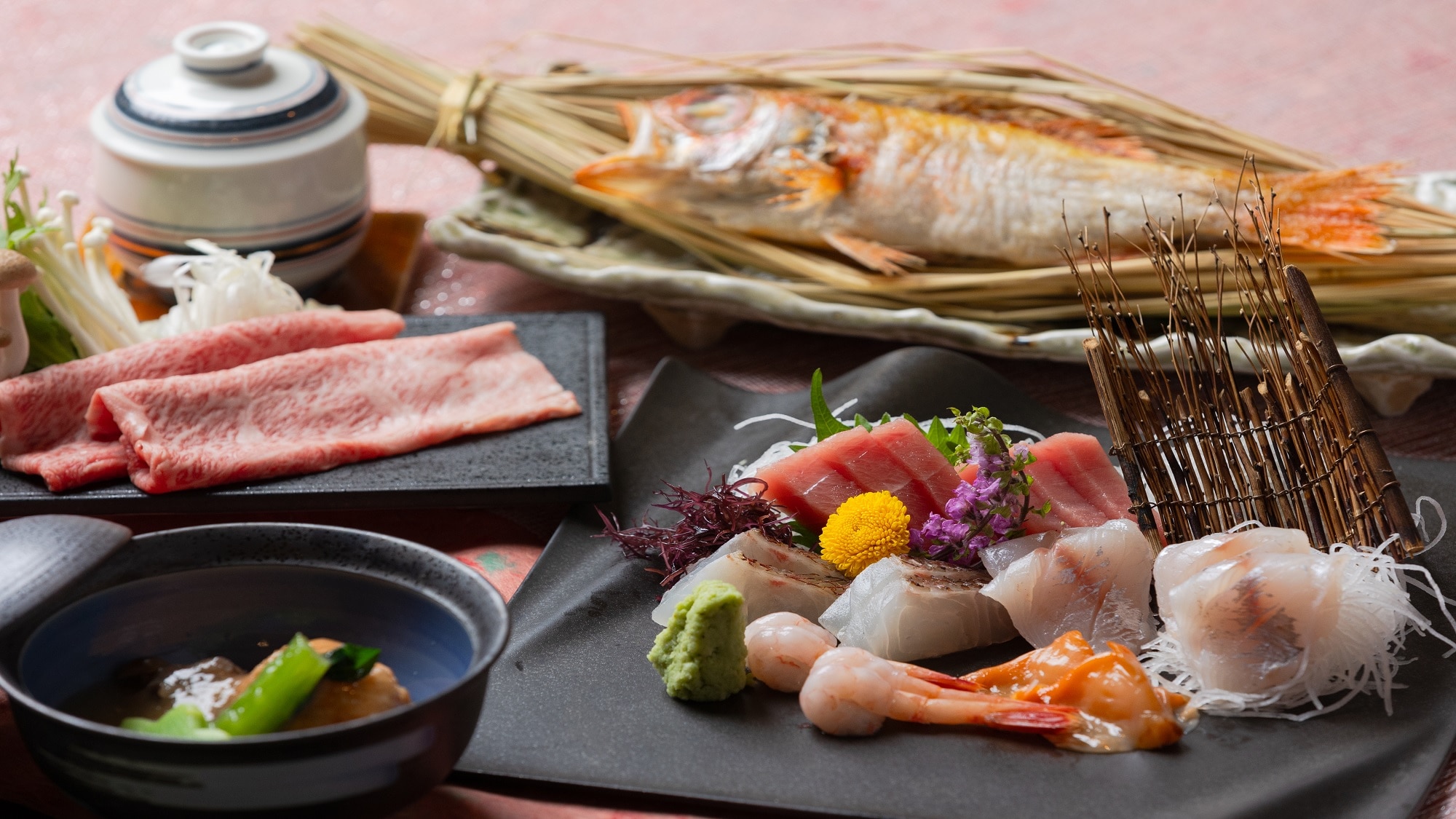 ■村上牛涮鍋【頂級村上牛＆奢華黑喉】新潟的極品美味！瀨波永生花★平日限定方案