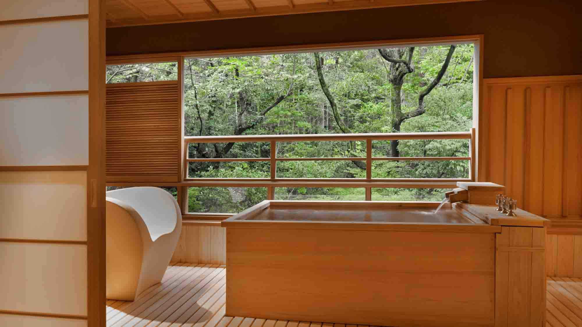 Twin room with open-air bath