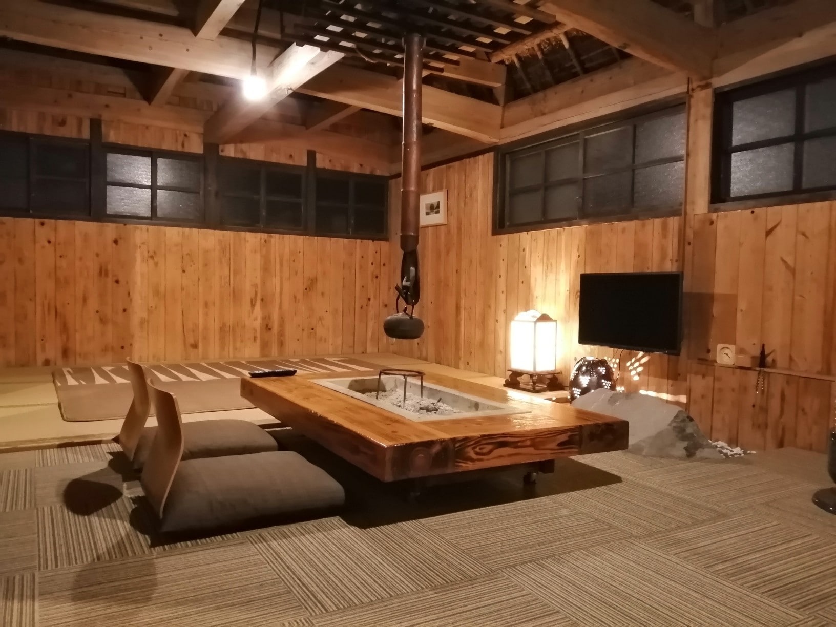 Thatched roof house living room