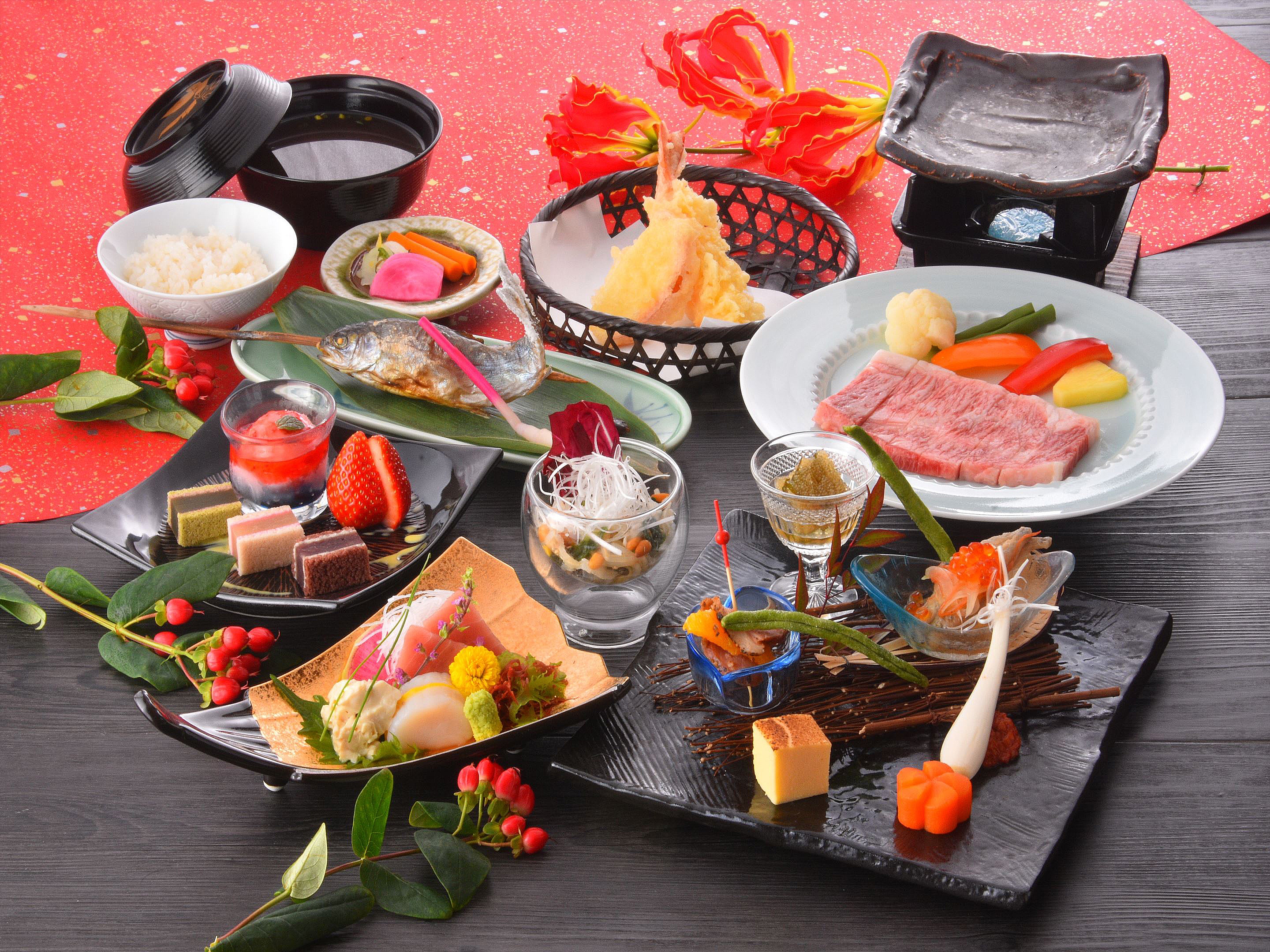 Daging sapi Tochigi Wagyu yang lembut dipanggang di atas piring keramik!