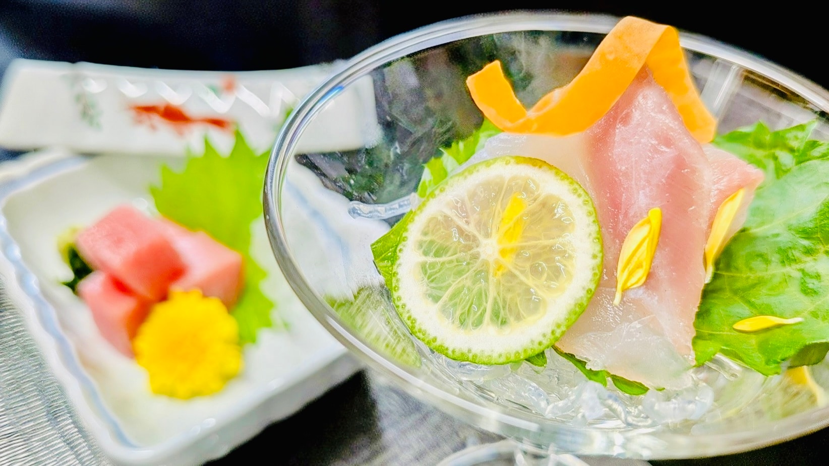 [Spring Kaiseki - Sashimi (example)] Bluefin tuna and today's sashimi
