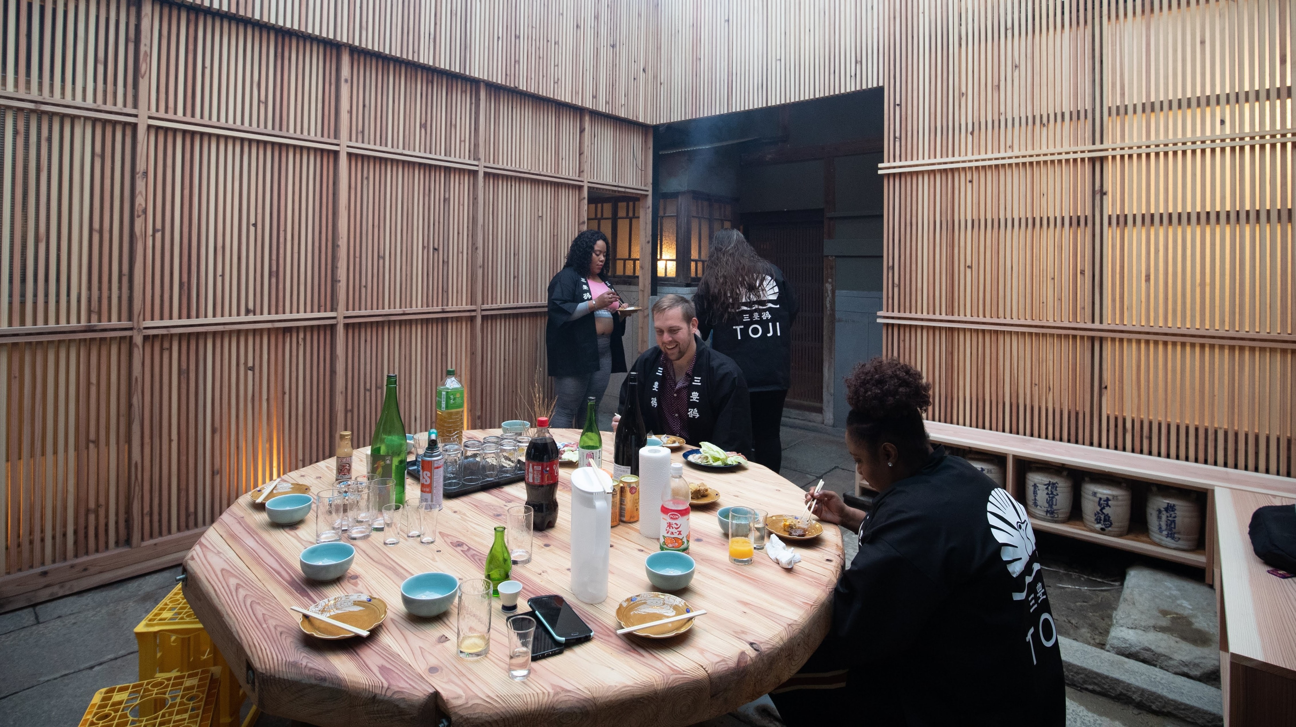 You can enjoy your meal in the courtyard