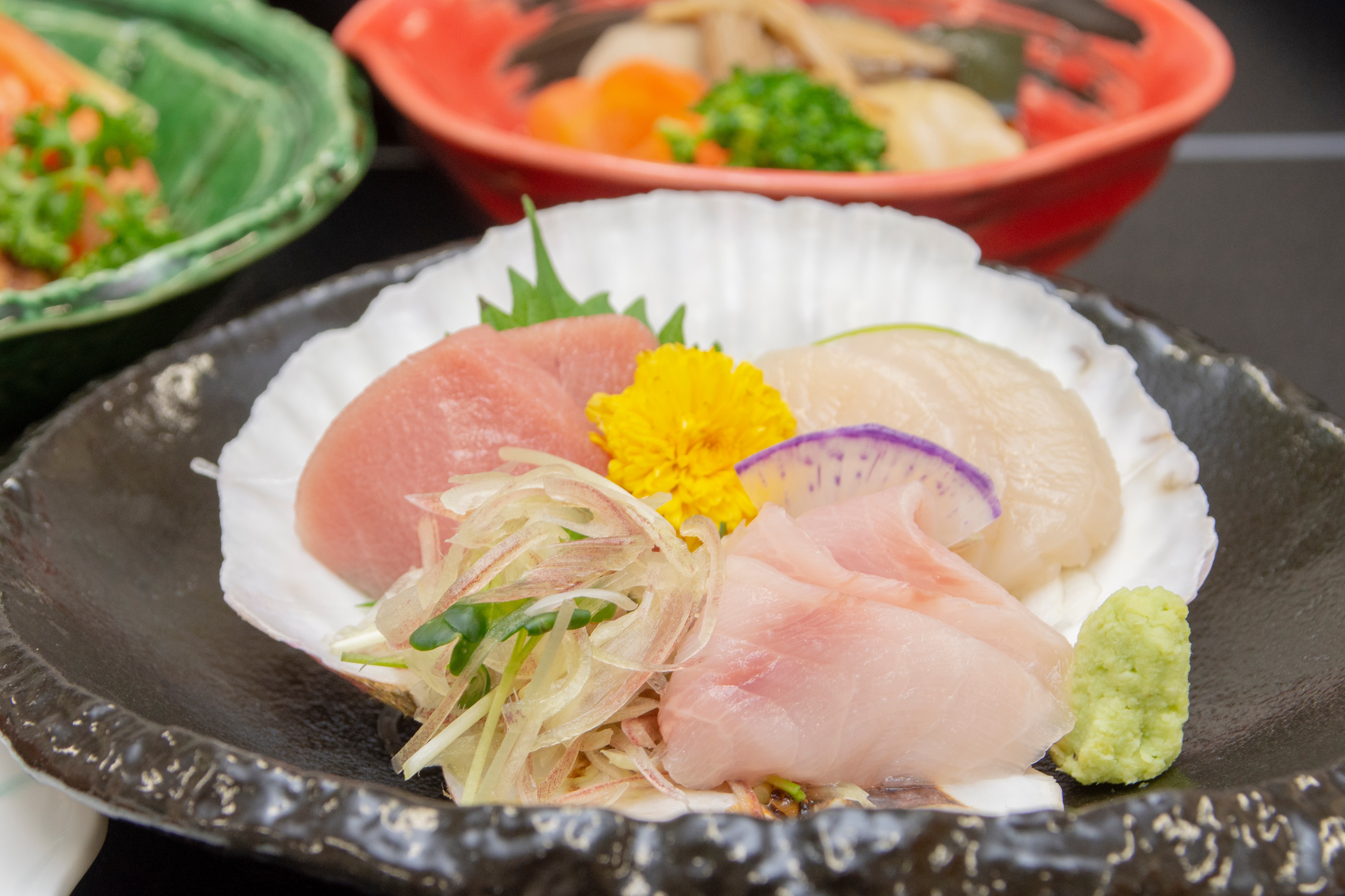 Seasonal seafood sashimi