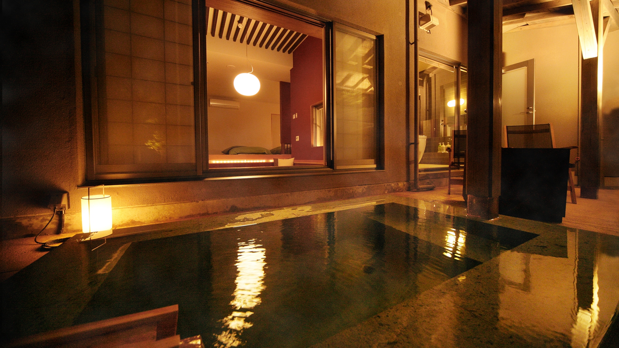 ◆ With open-air bath ◇ Japanese-Western style room－106－ ◆ ≪Flowing from the source _ Open-air bath≫