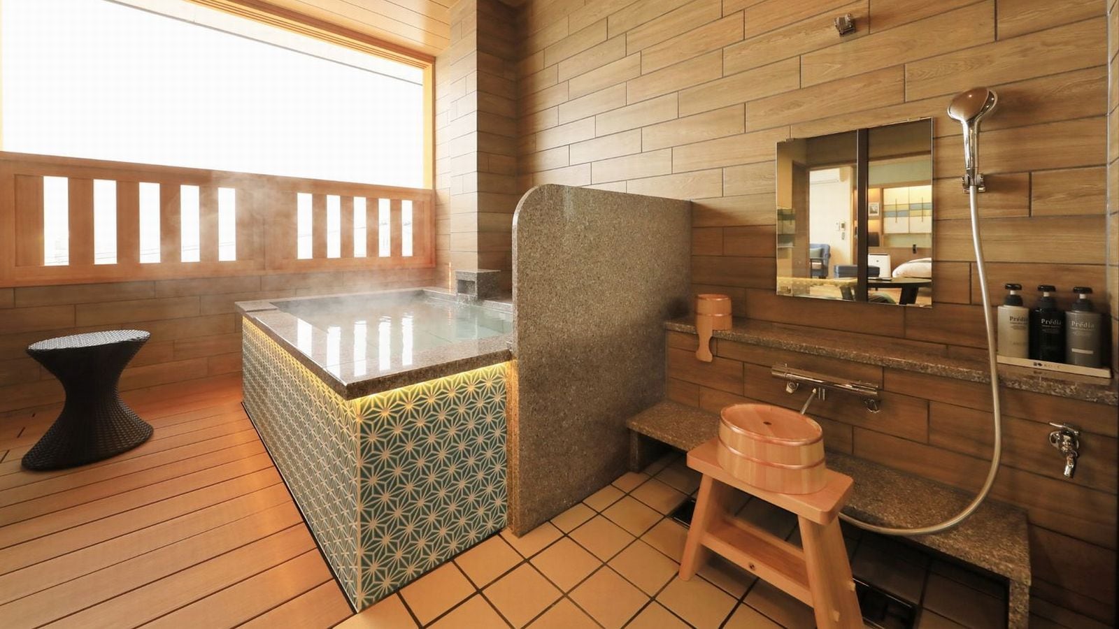 <Ruri-RURI> Japanese-Western style twin hot spring open-air bath + France Bed electric bed