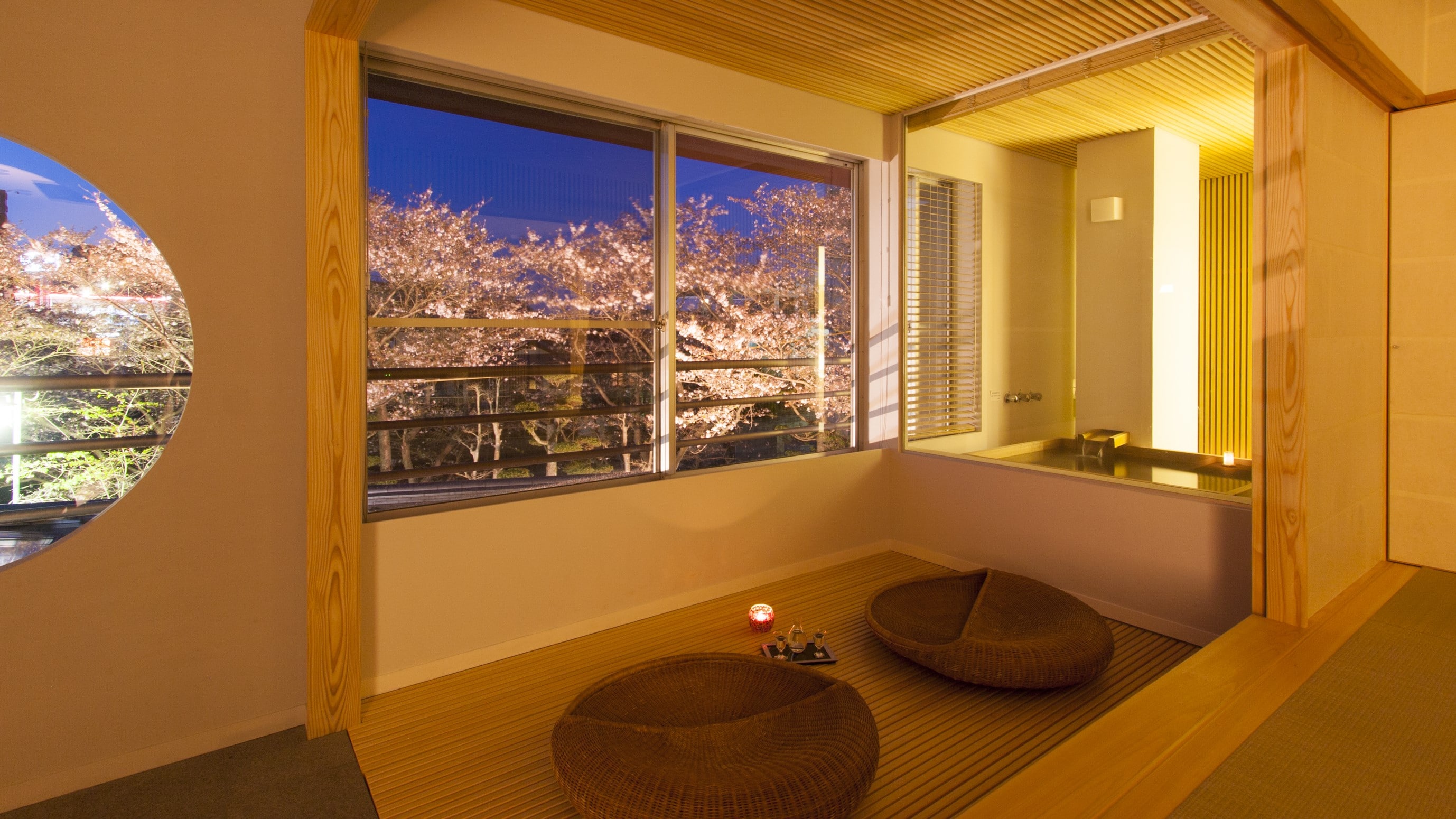 Premium Japanese-Western style room with hot spring “Aoi” ~A special view only during the cherry blossom season~