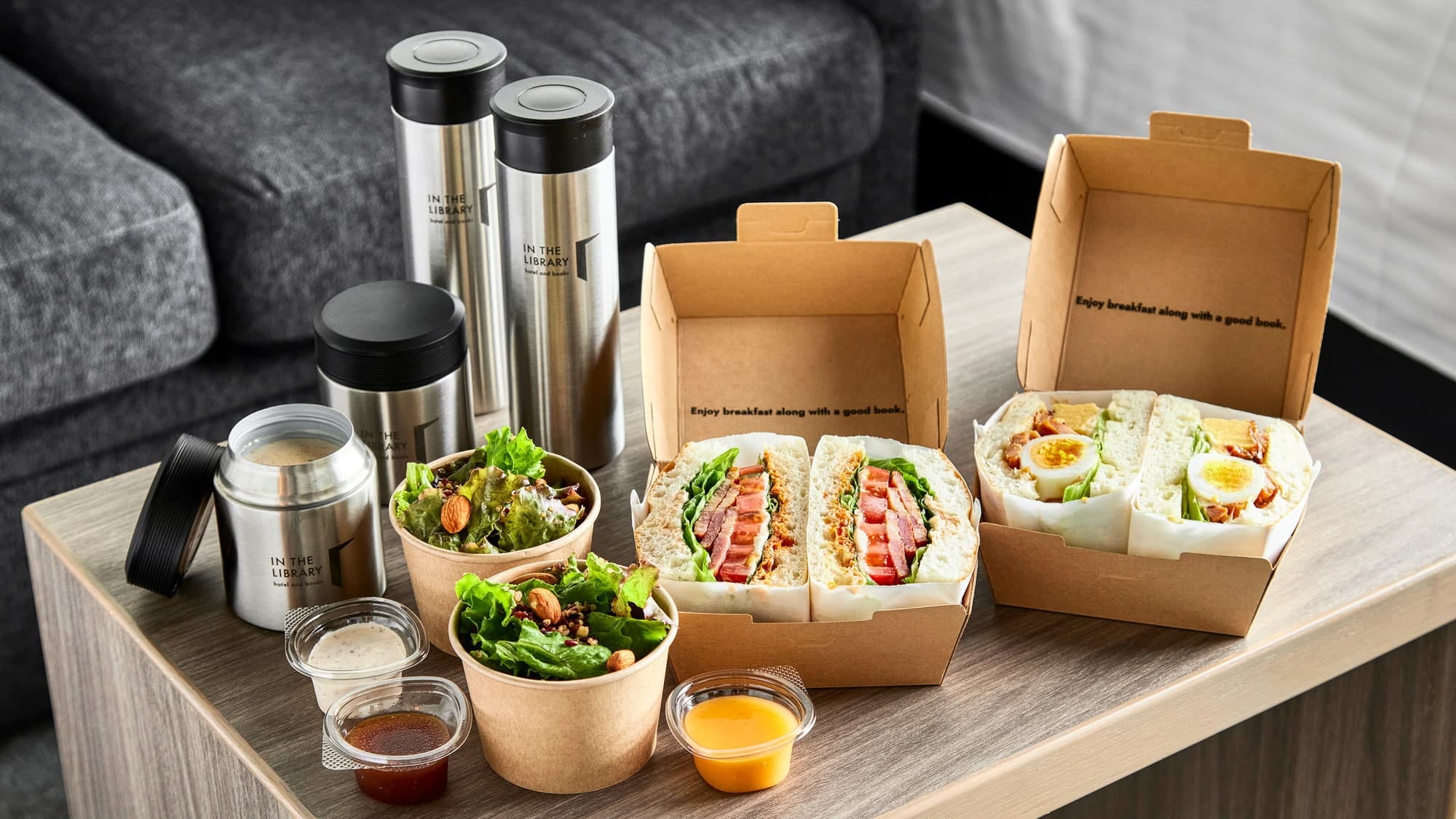 Breakfast Delivery | Homemade focaccia sandwiches are delivered to your room for breakfast.