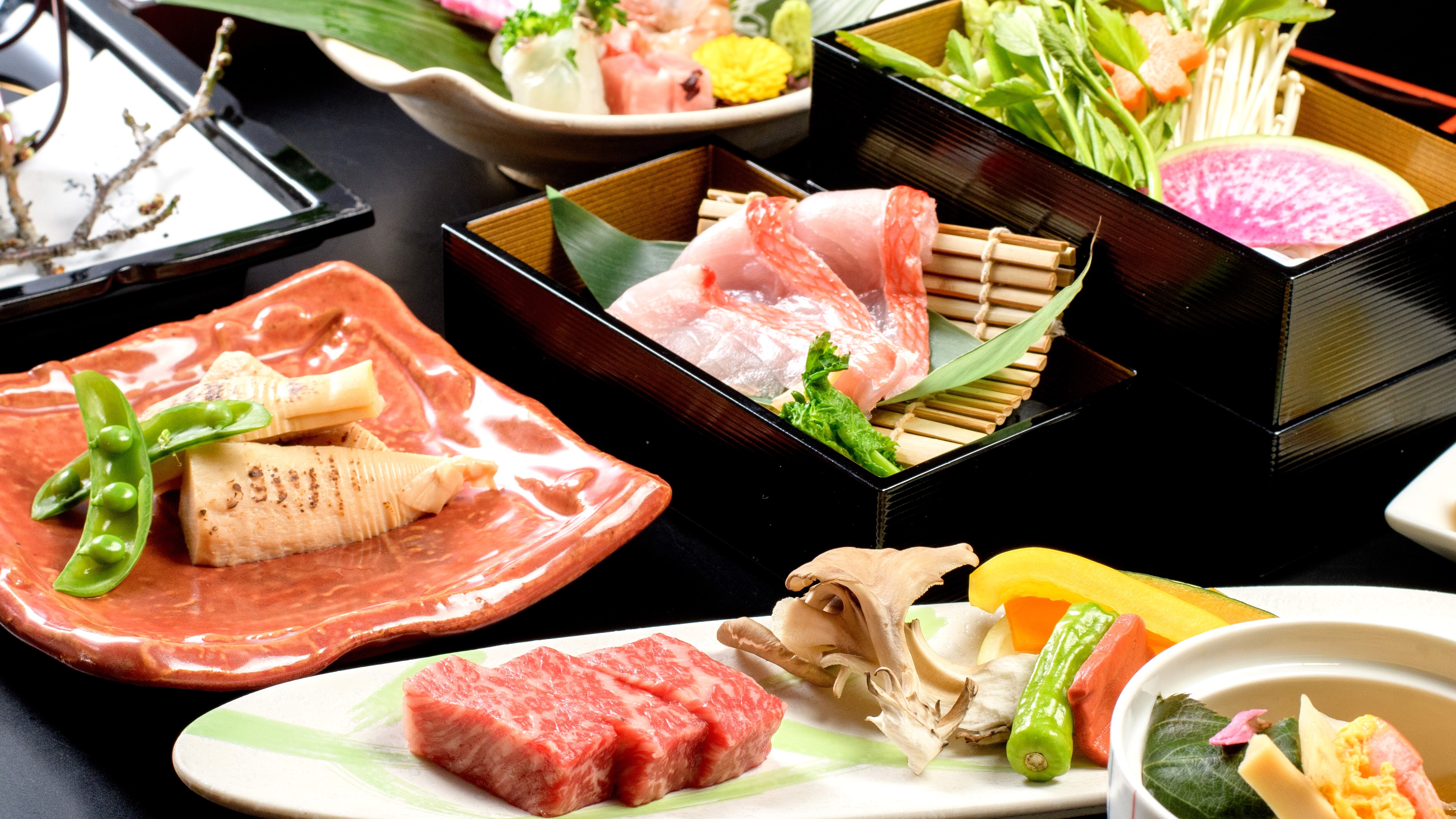 A5 certified Omi beef & bamboo shoot double steak, red snapper shunka nabe Spring Kaiseki Course ~Beautiful~ (2025 image)