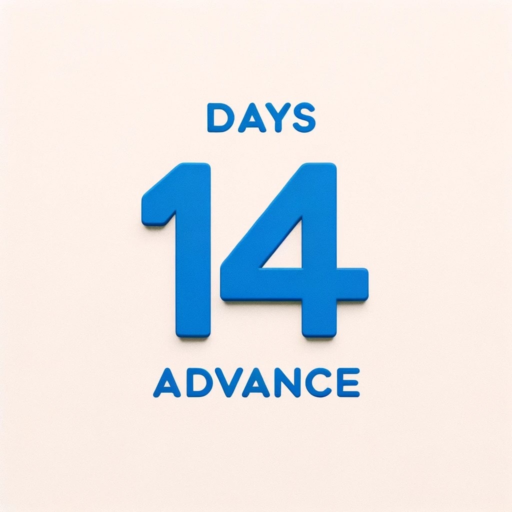14 days early bird discount