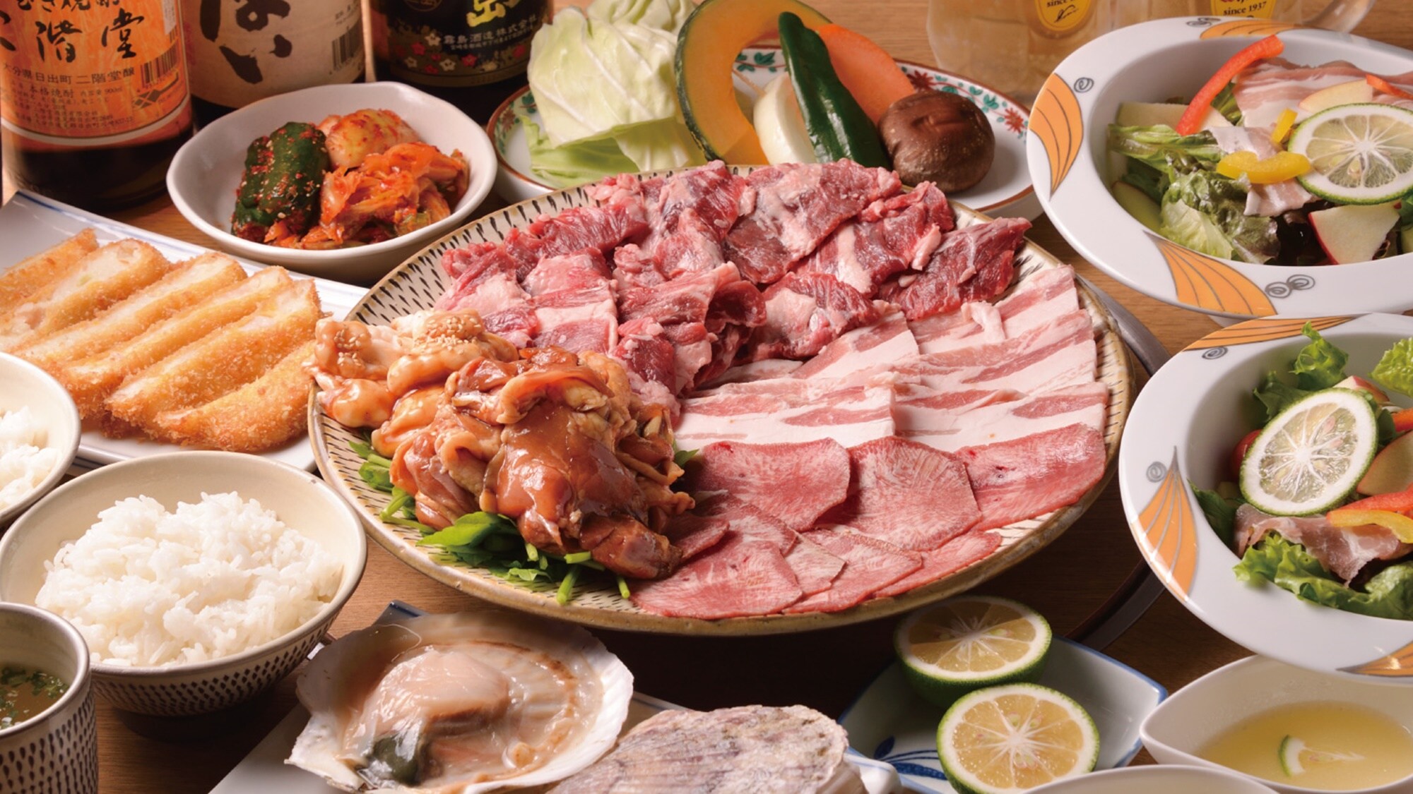 【晚餐範例】牛肉和大分冠雞套餐