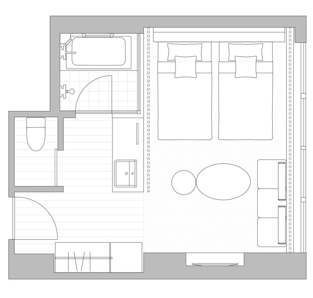 Denah Kamar Superior Twin/Superior Club Twin