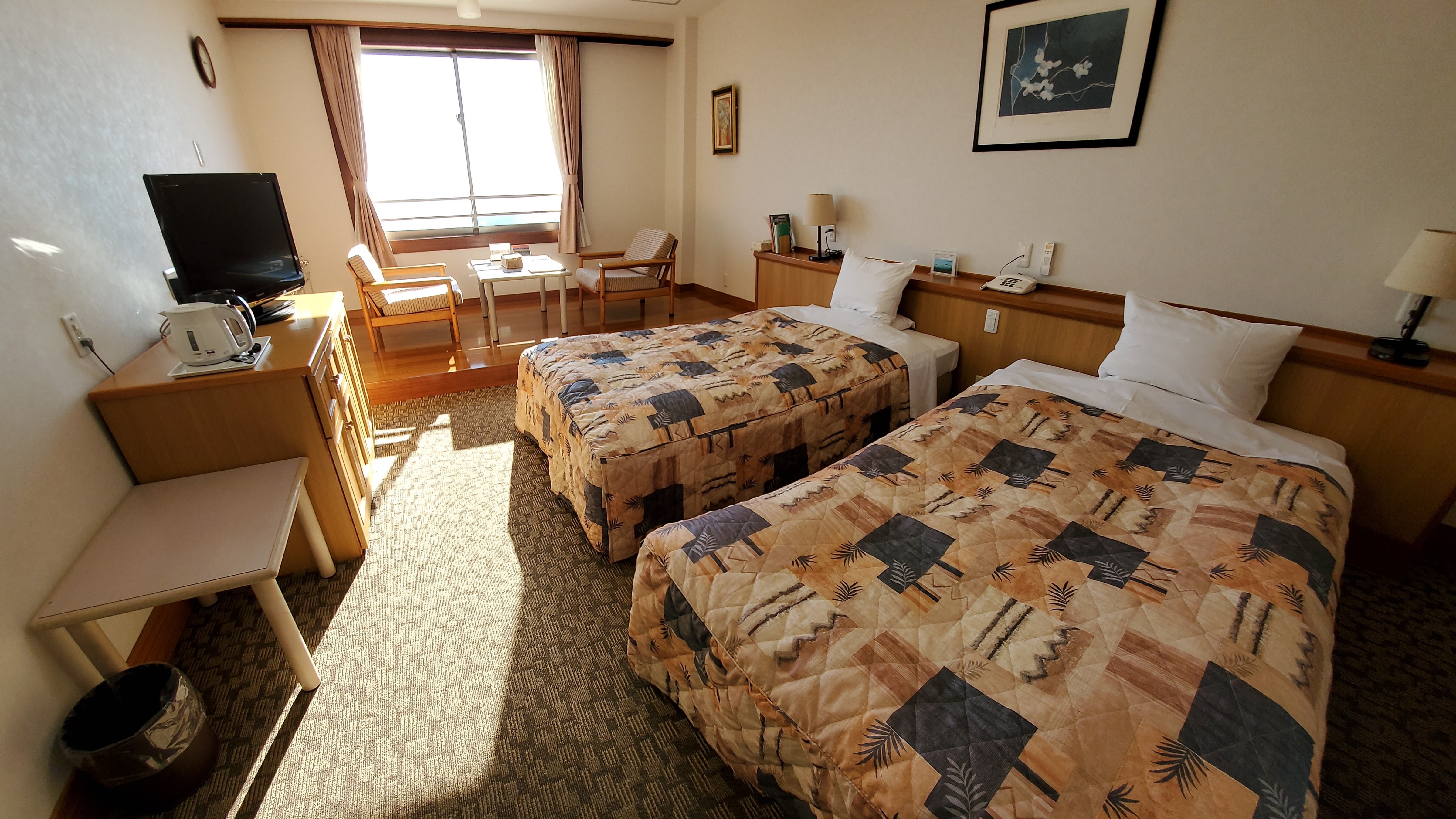 Western-style twin non-smoking room with a good view