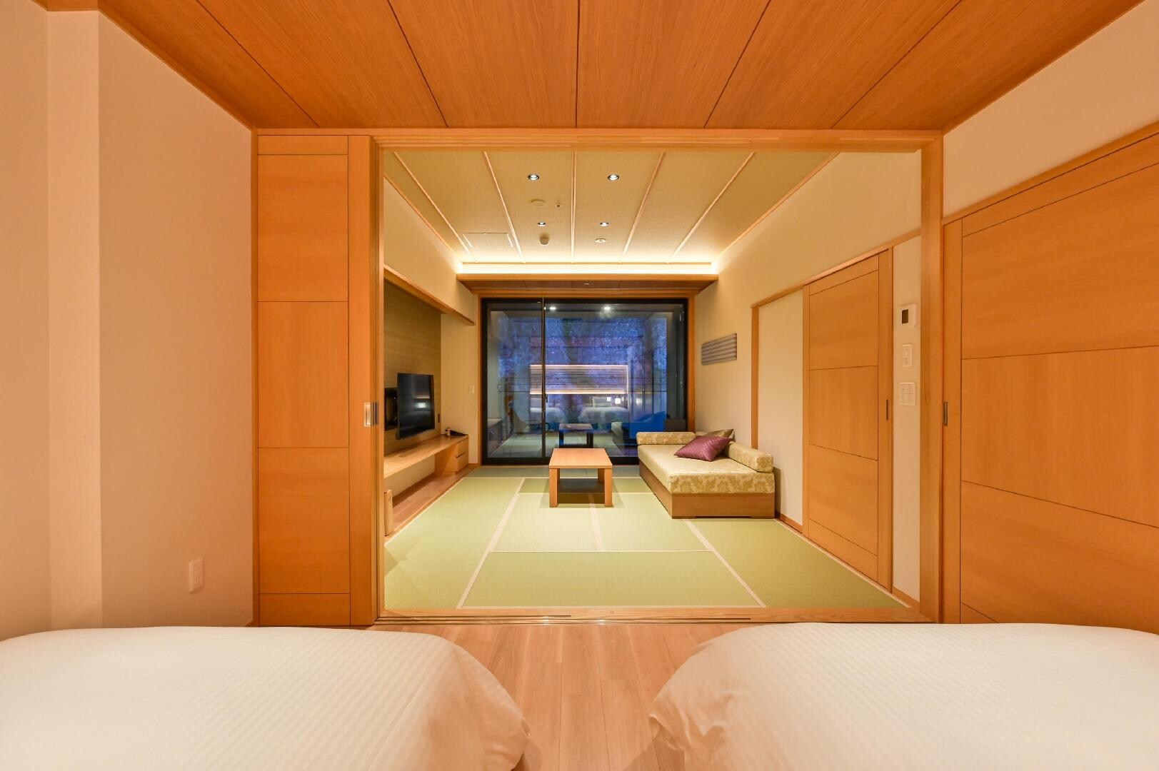 [Shisuitei] Kamar bergaya Jepang (10 tikar tatami) + dua tempat tidur single