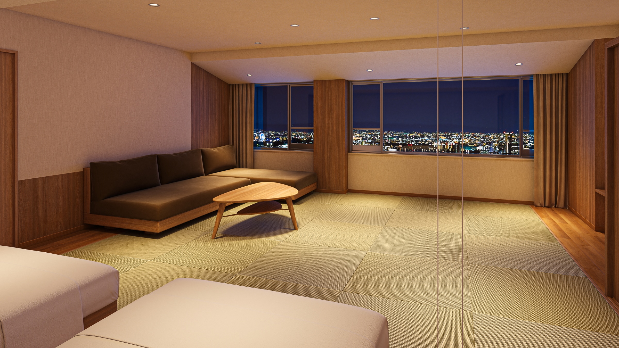 Japanese modern 12-tatami room with panoramic bath (completed image)