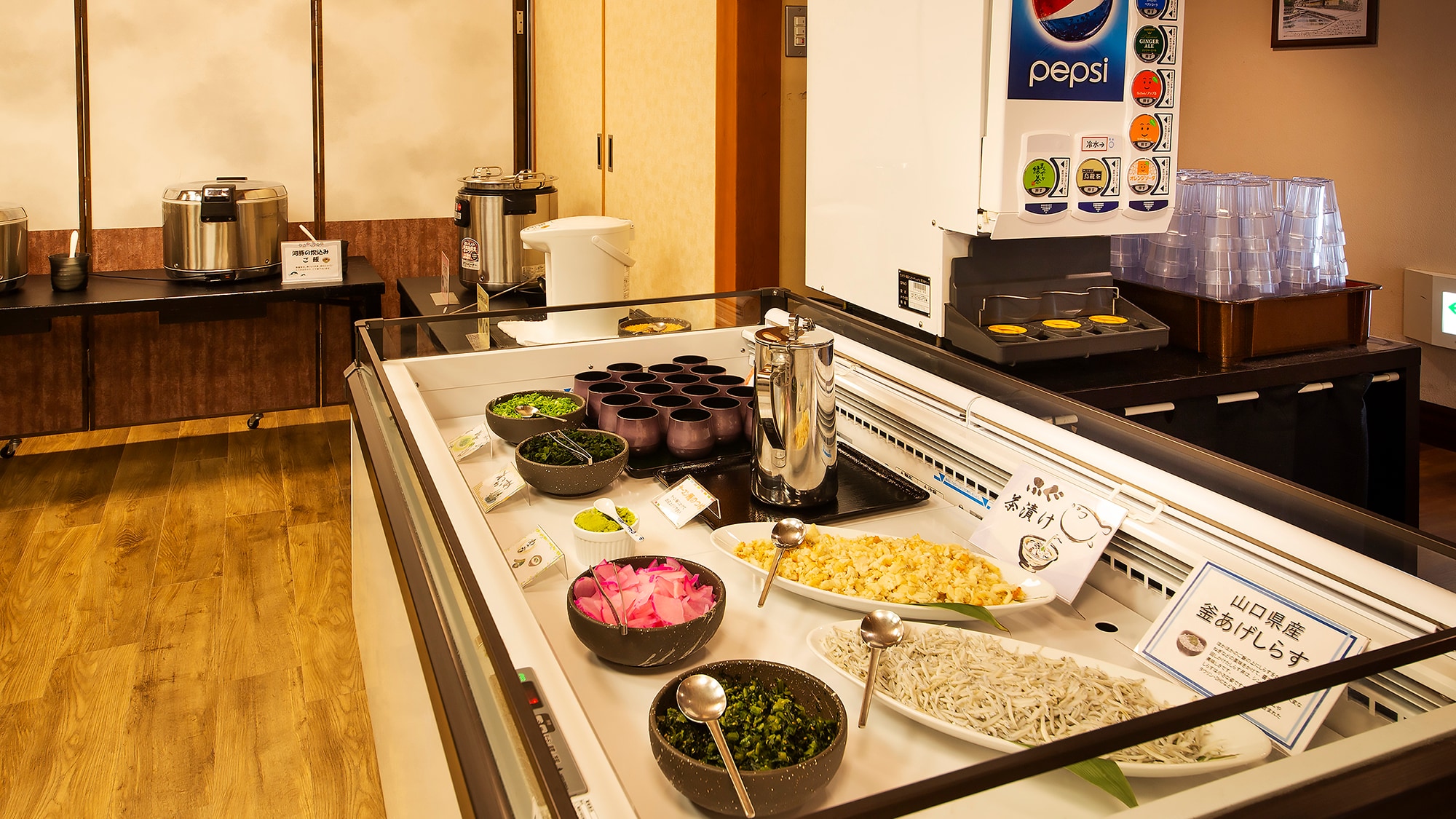 Dinner and breakfast are self-serve half buffets so you can choose your rice (the photo shows the half buffet at dinner).
