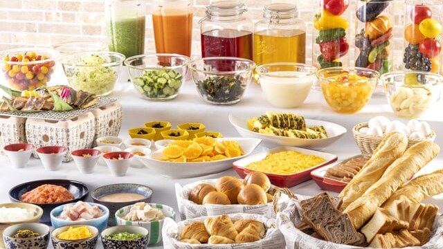 The morning buffet also has a wide variety of items