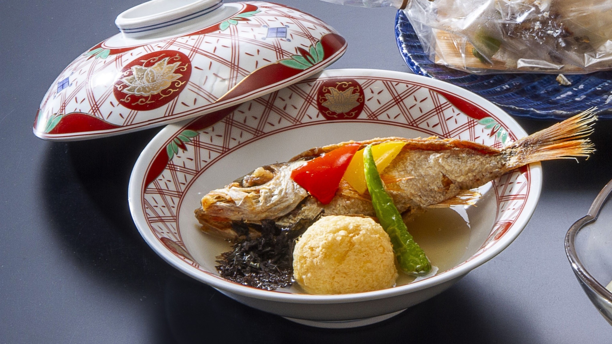 [Autumn 2024 ◆ Satisfying Kaiseki Course - Delicious Small Portions] Potato bun, Sea urchin miso, Deep-fried blackthroat seaperch, Grilled seaweed