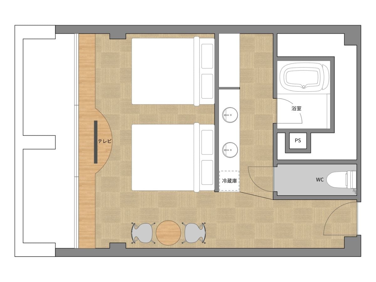[Guest room example] Deluxe twin room (36 m2)